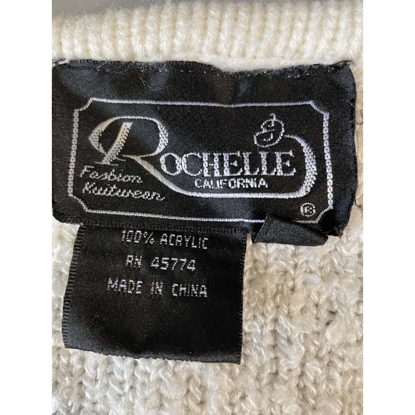 Vtg Rochelle California Womens L Boucle Knit Cardigan Retro Classic Grannycore