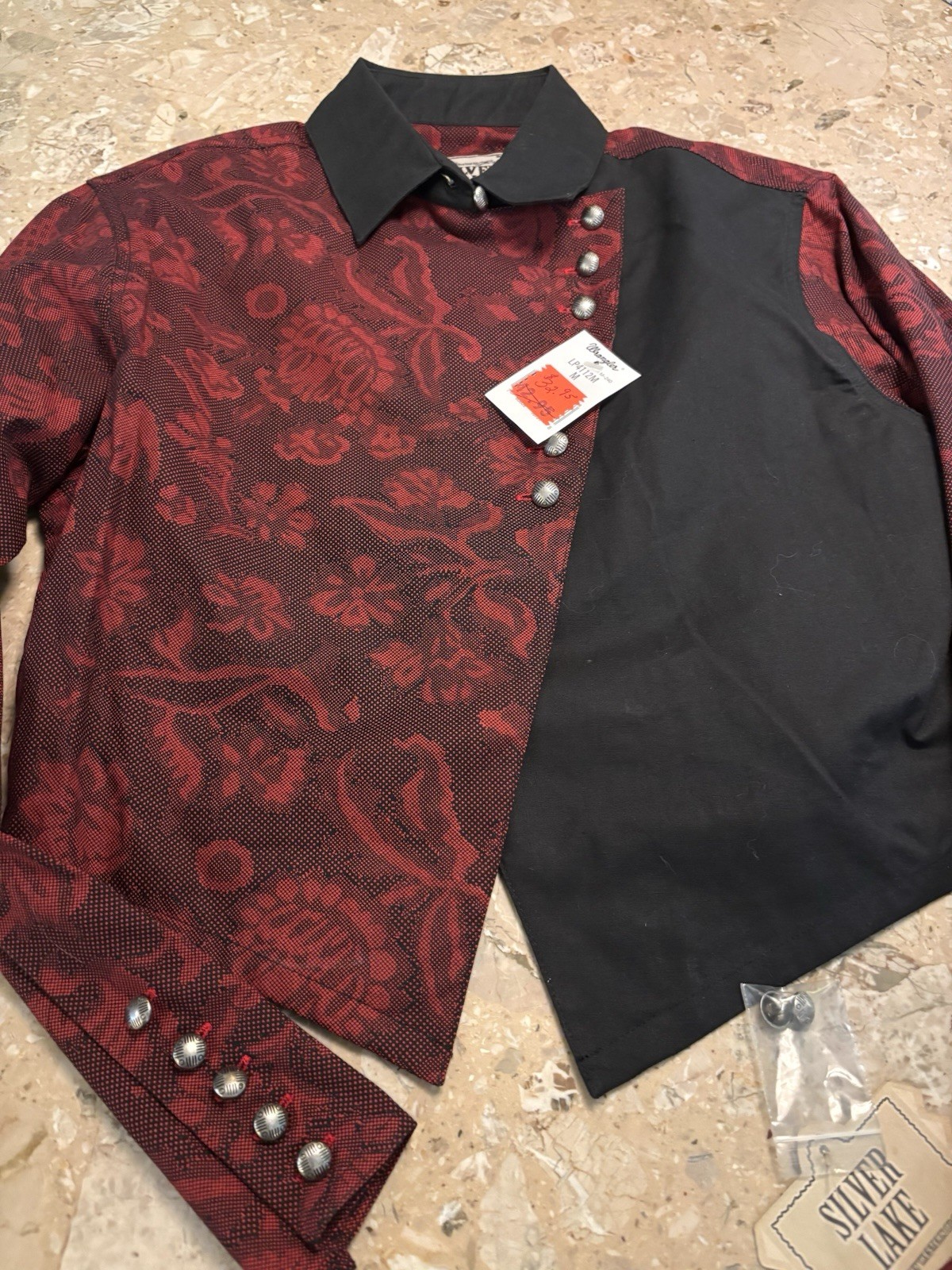 Vintage Wrangler Silver Lake Red and Black Western Top Shirt Sz Medium NOS