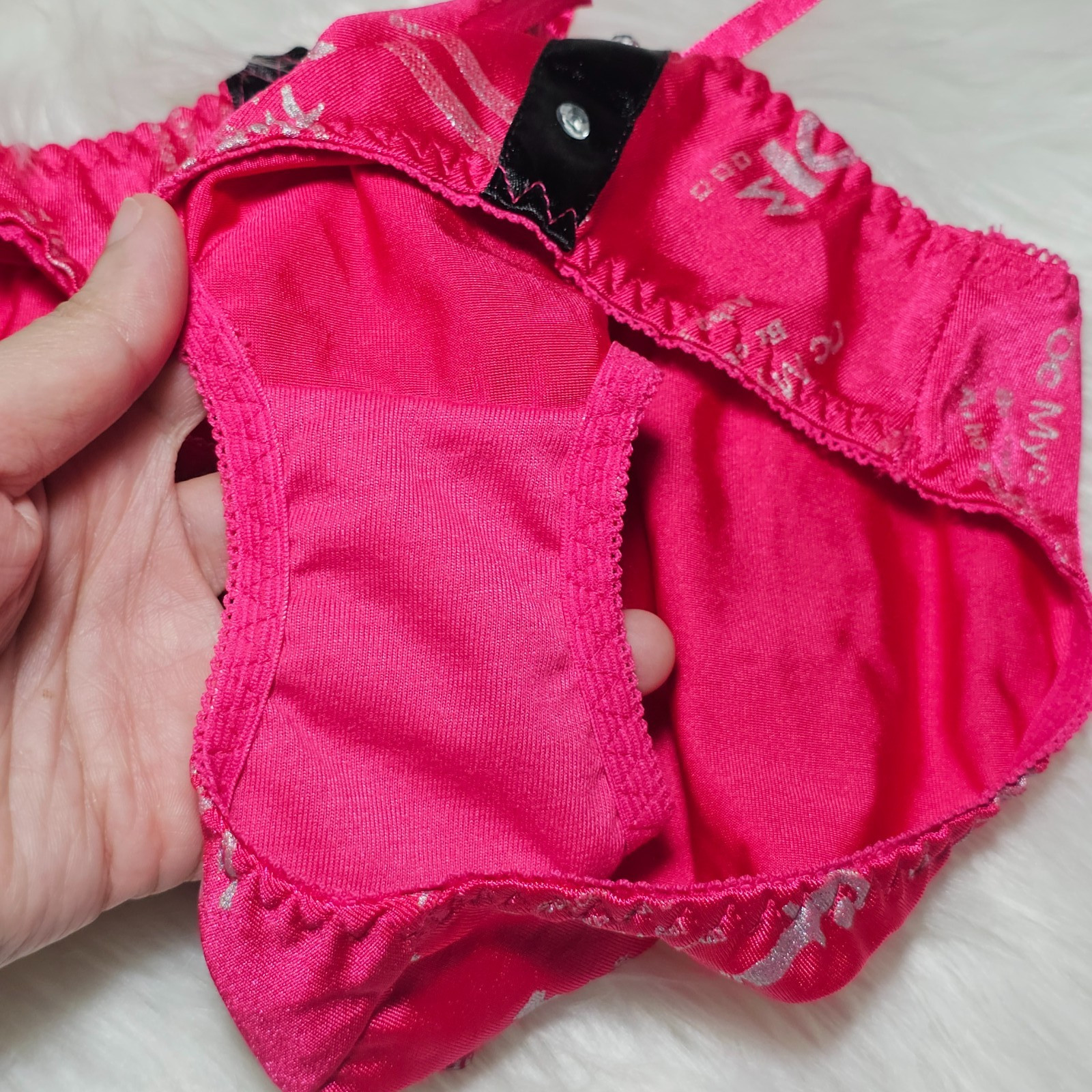 VTG Silky Panty Hot Pink Bikini Sissy Nylon Elastane Brief Size Small Hip 32-36″