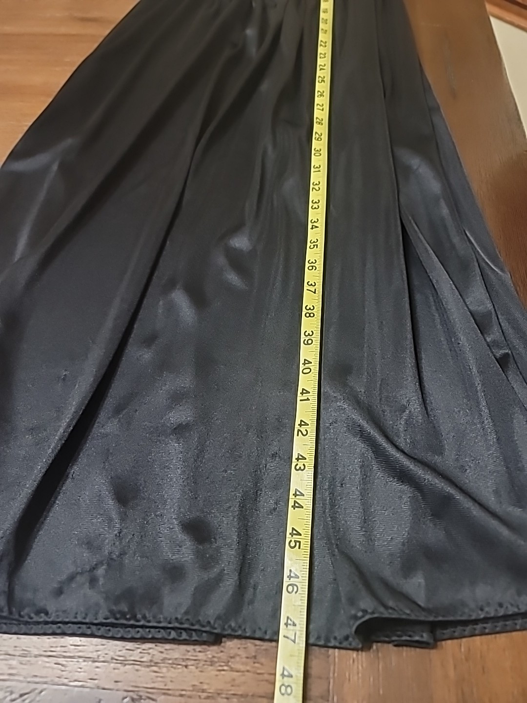 VINTAGE PEAU DE ROSE BLACK NYLON Sexy NIGHTGOWN LACE SIZE Small