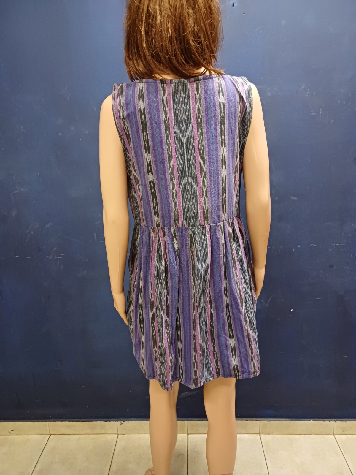Vintage Guatemalan Mayan Aztec Women Cotton Boho Hippy Mexican Mini Dress Sz M