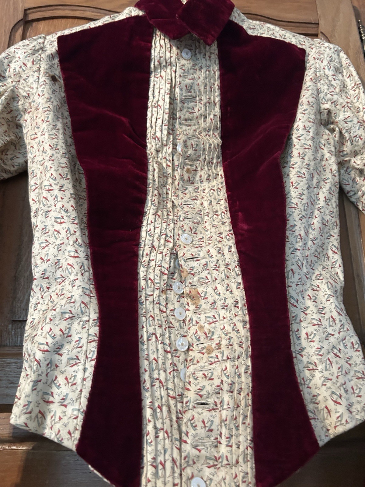1880s bustle Skirt And Jacket With Built-In Bustle Velvet Trim Silk/Cotton Dress