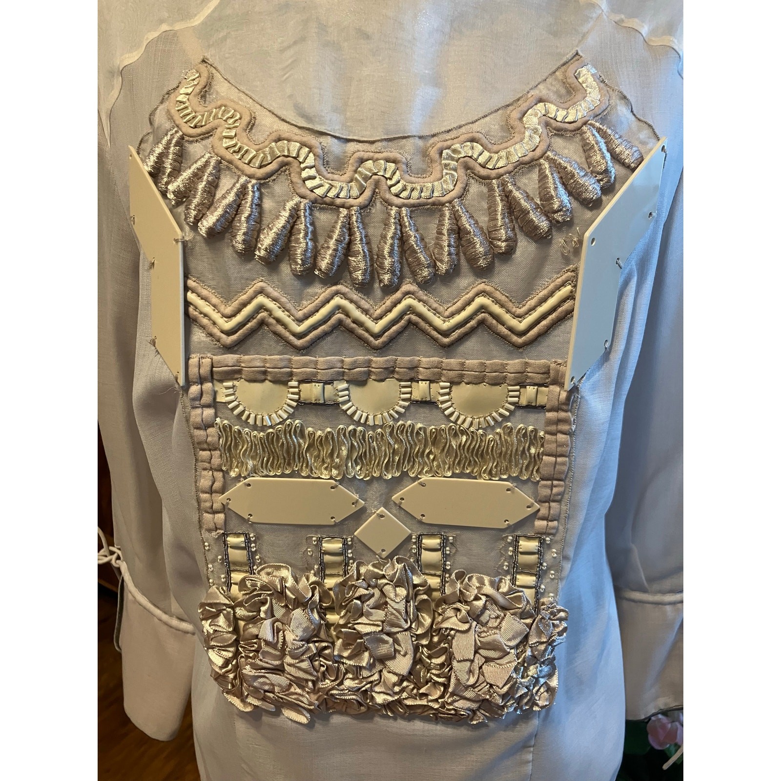 Vintage 90s CHRISTIAN LACROIX Hulotte Embellished Blouse Small S LUXURY Top Y2K