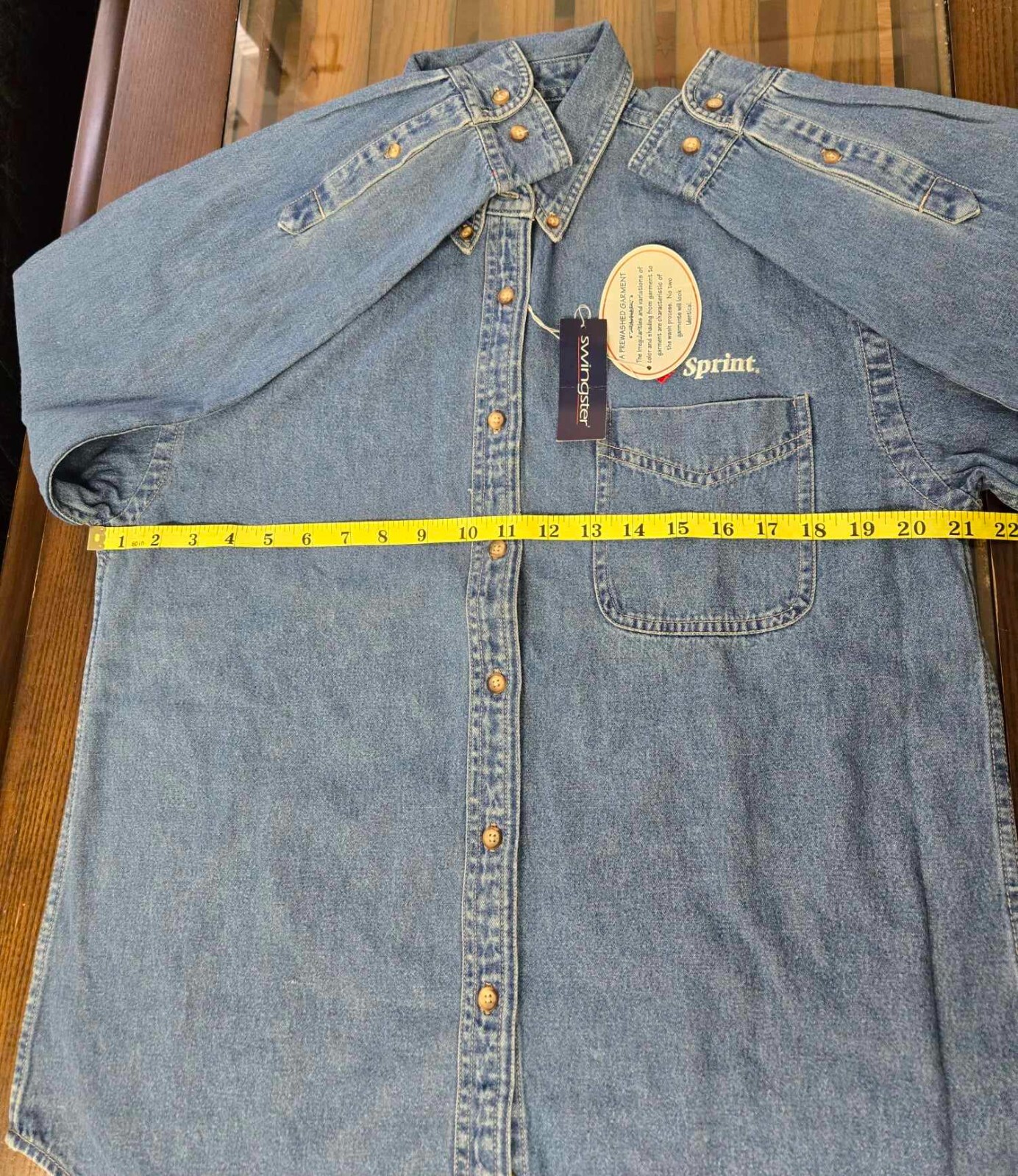 Vintage Swingster Sprint Denim Shirt Button M Workwear Women’s Long Sleeve Blue