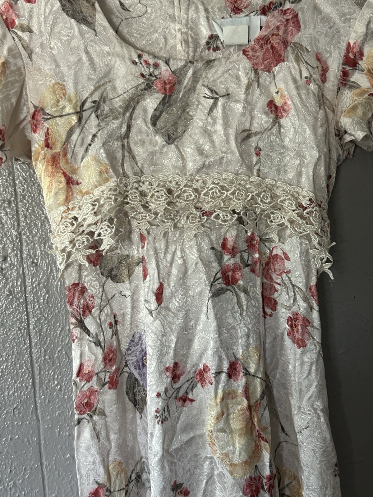 Vintage Jody California Floral Dress Size 5 Cottagecore Romantic Lace Eyelet