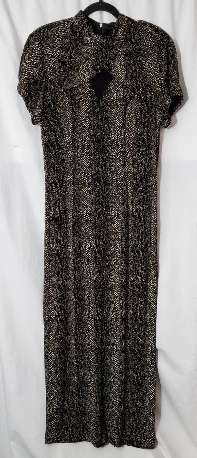 JOSEPH RIBKOFF Vintage Dress SIZE 12 black velvet stretch glitter 90s Y2K