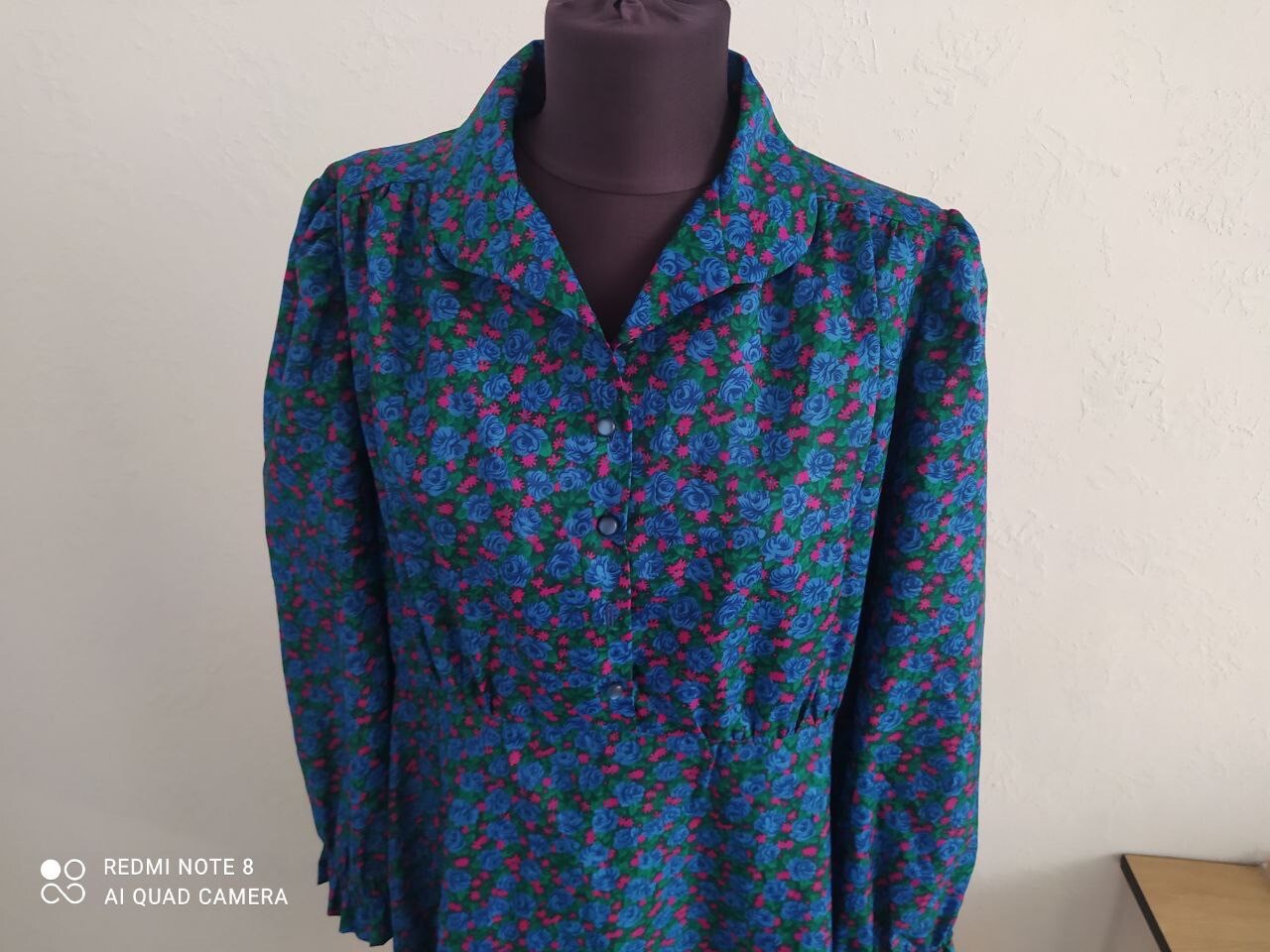 Vintage Women’s Dress Retro Maxi Long Floral Handmade Unbranded, UK 14, US 12