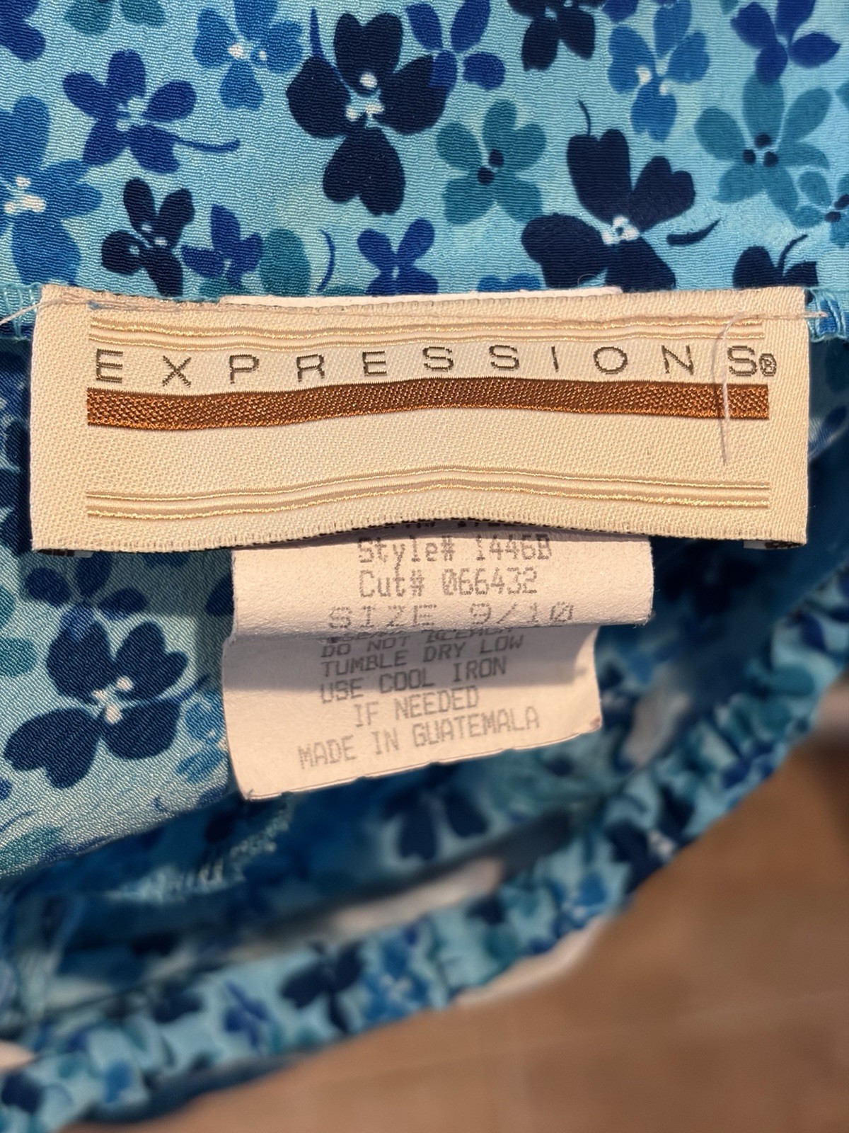 Vintage 90s Blue Floral Dress Expressions Size 9/10