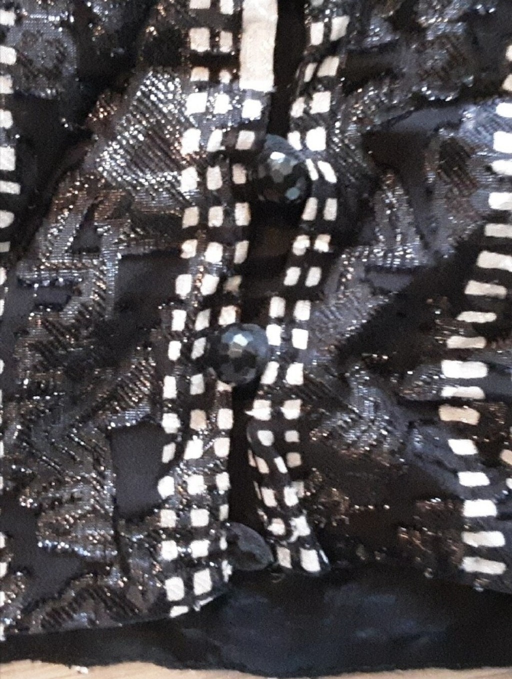 ANNA SUI-VTG Kimono Sleeve Geometric Pattern Cropped Fitted Blouse-Sz 4