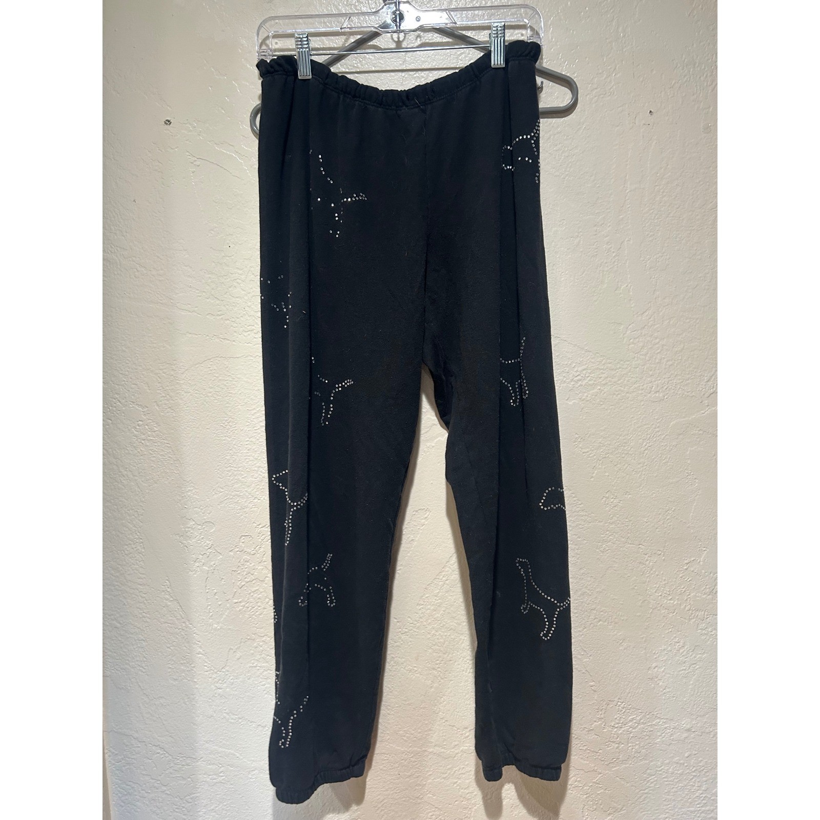 Victoria secret pink size large black joggers rhinestone dogs y2k