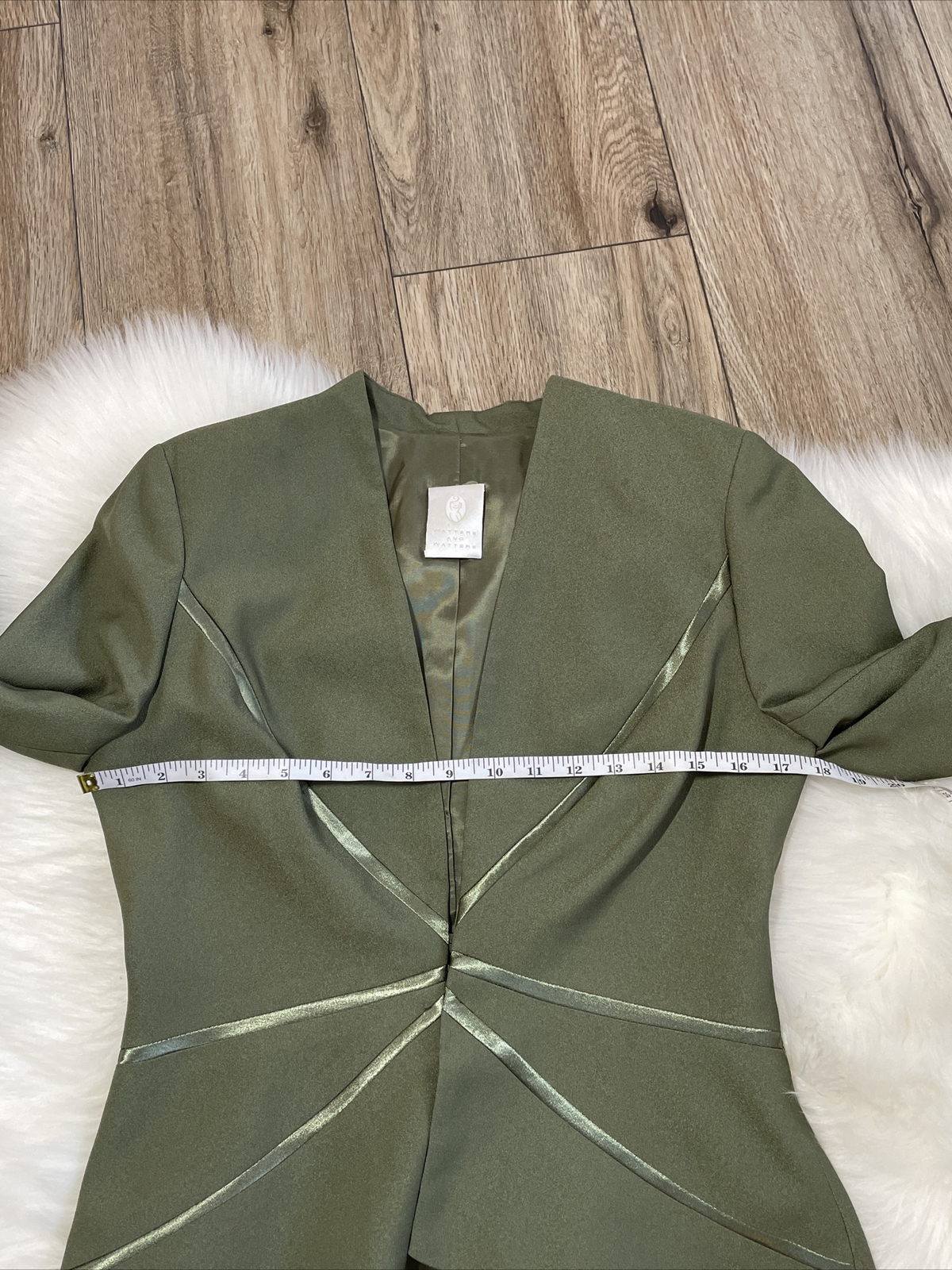 Vintage USA 1980s Watters and Watters Olive Green 2 Piece Dress Size 6