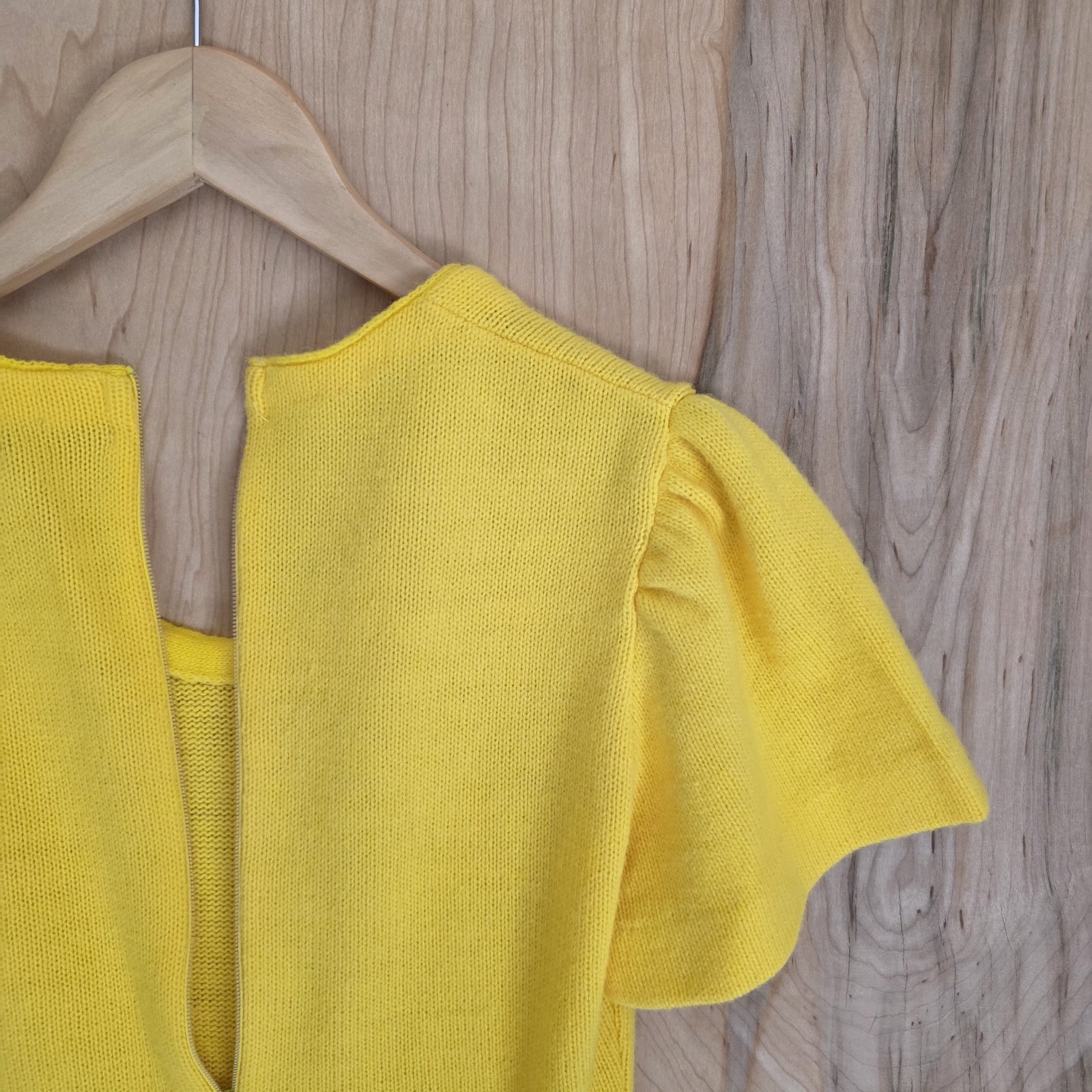 Alberic Beldoch Popper Vintage 60s Yellow Orlon Acrylic Belted Sweater Dress