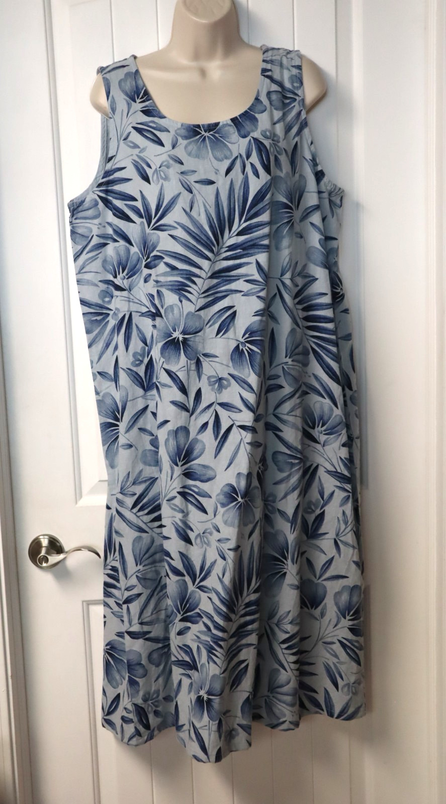 Vintage 1980s 90s HOT COTTON by Marc Ware pastel blue long dress XL (NWT)