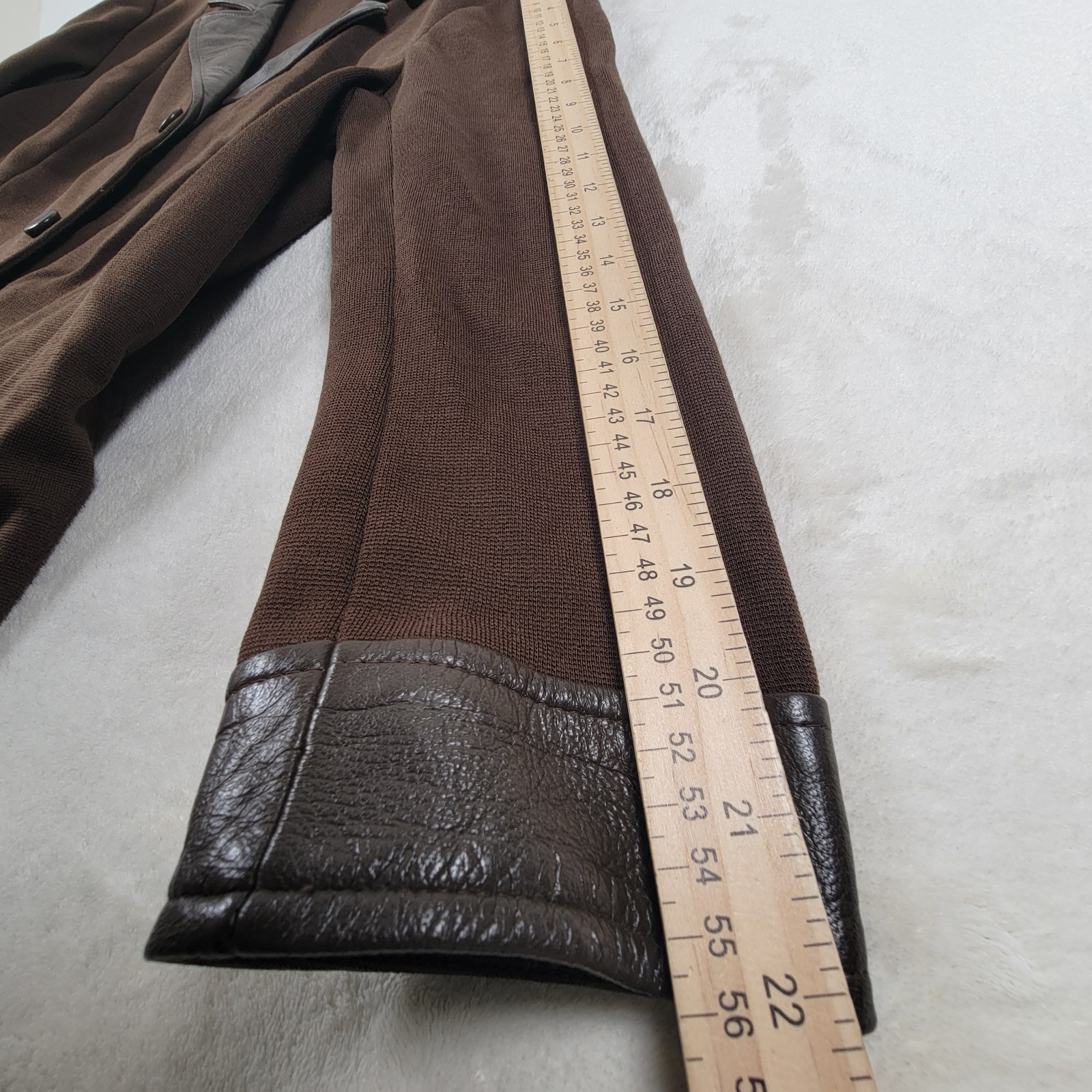 Vintage Butte Knit Sweater Jacket Brown Wool And Leather Measurements In Photos