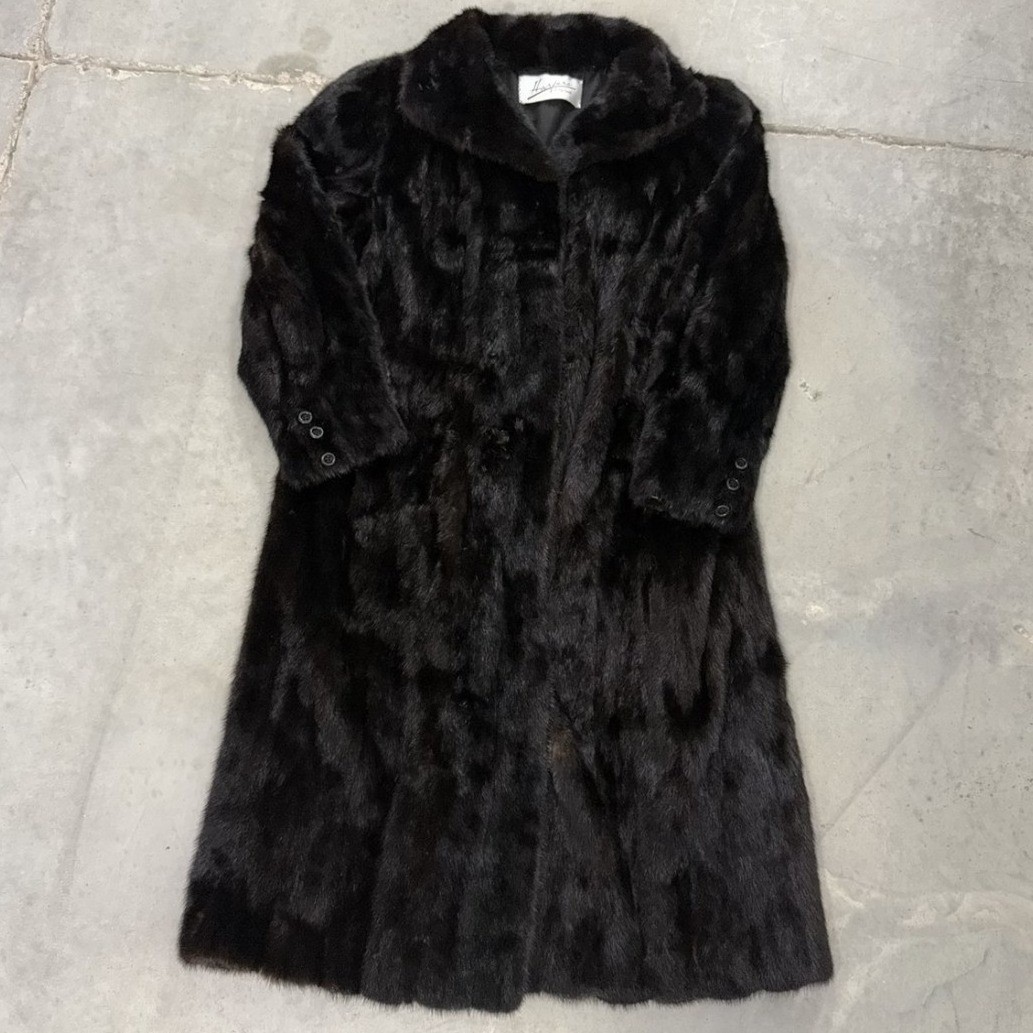 Vintage Harpers of Fairfield Mink Fur Coat Dark Brown Full Length Luxury Glam
