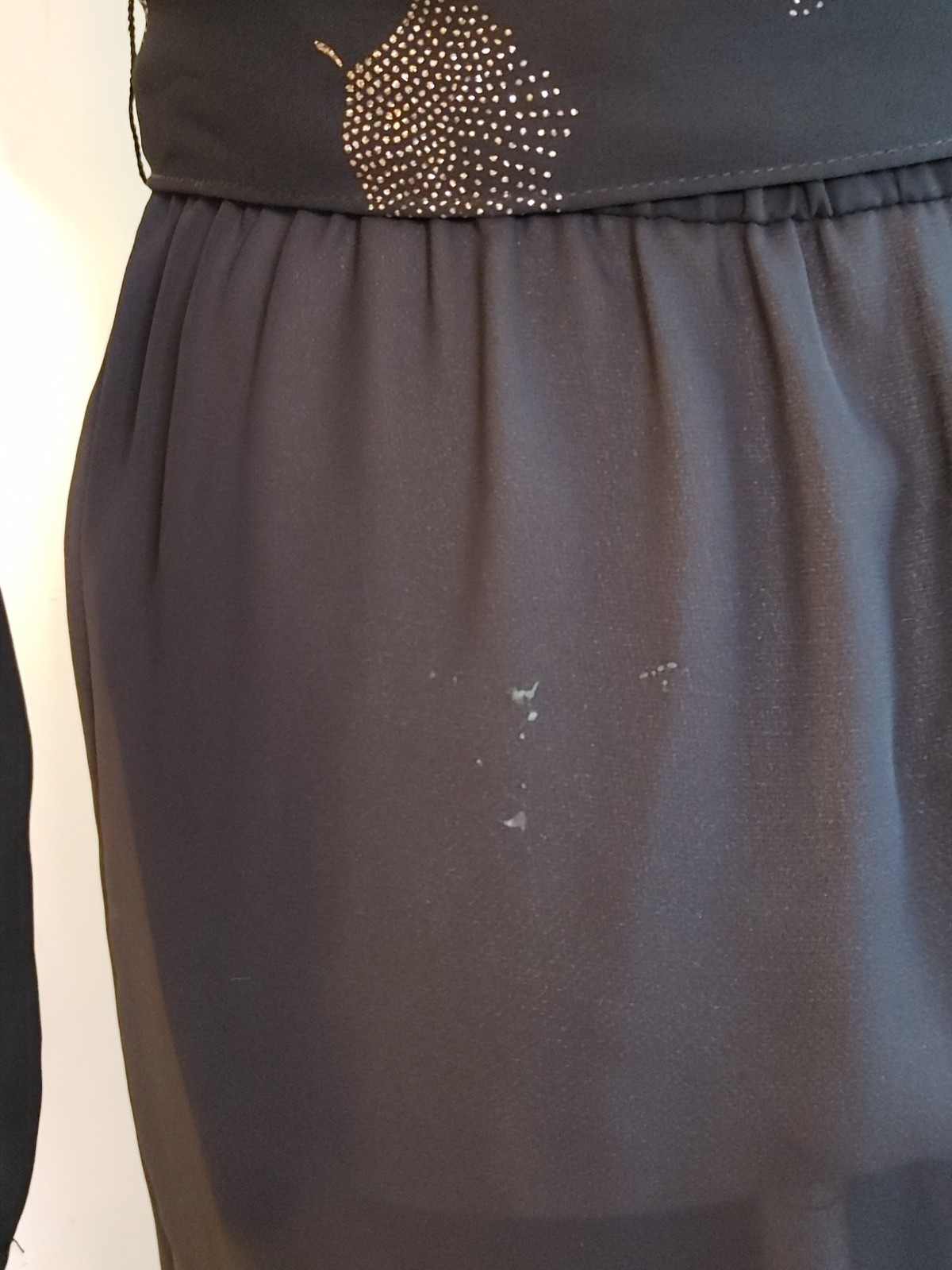Vintage 80s Black Chiffon Faux Wrap Dress Sally III Disco Cocktail Chic sz M
