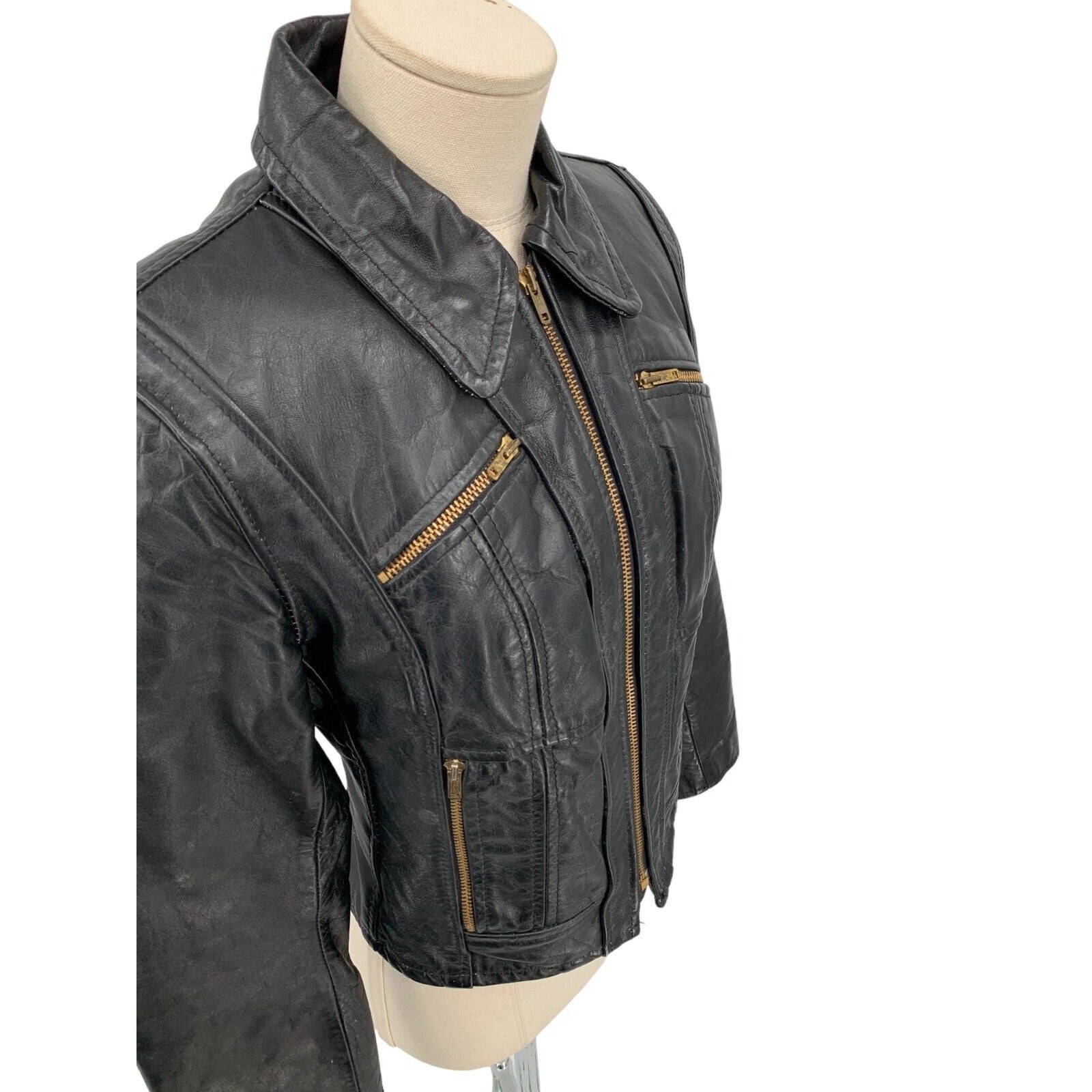 Vintage Wilson’s Leather Moto Motorcycle Café Racer Jacket Womens Size 8