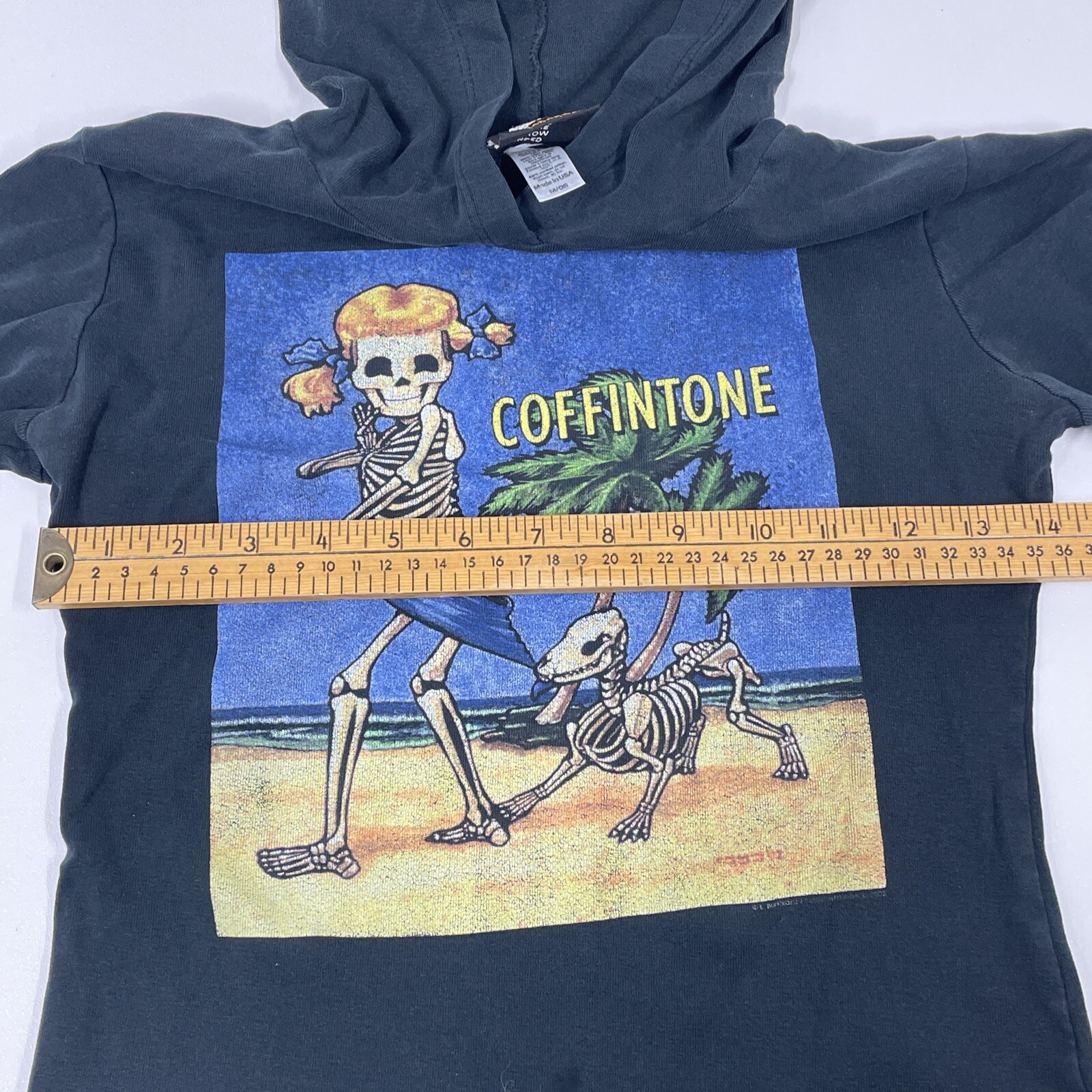 Skeleton Art Coffintone Hooded Shirt Black Long Sleeve Coppertone Parody