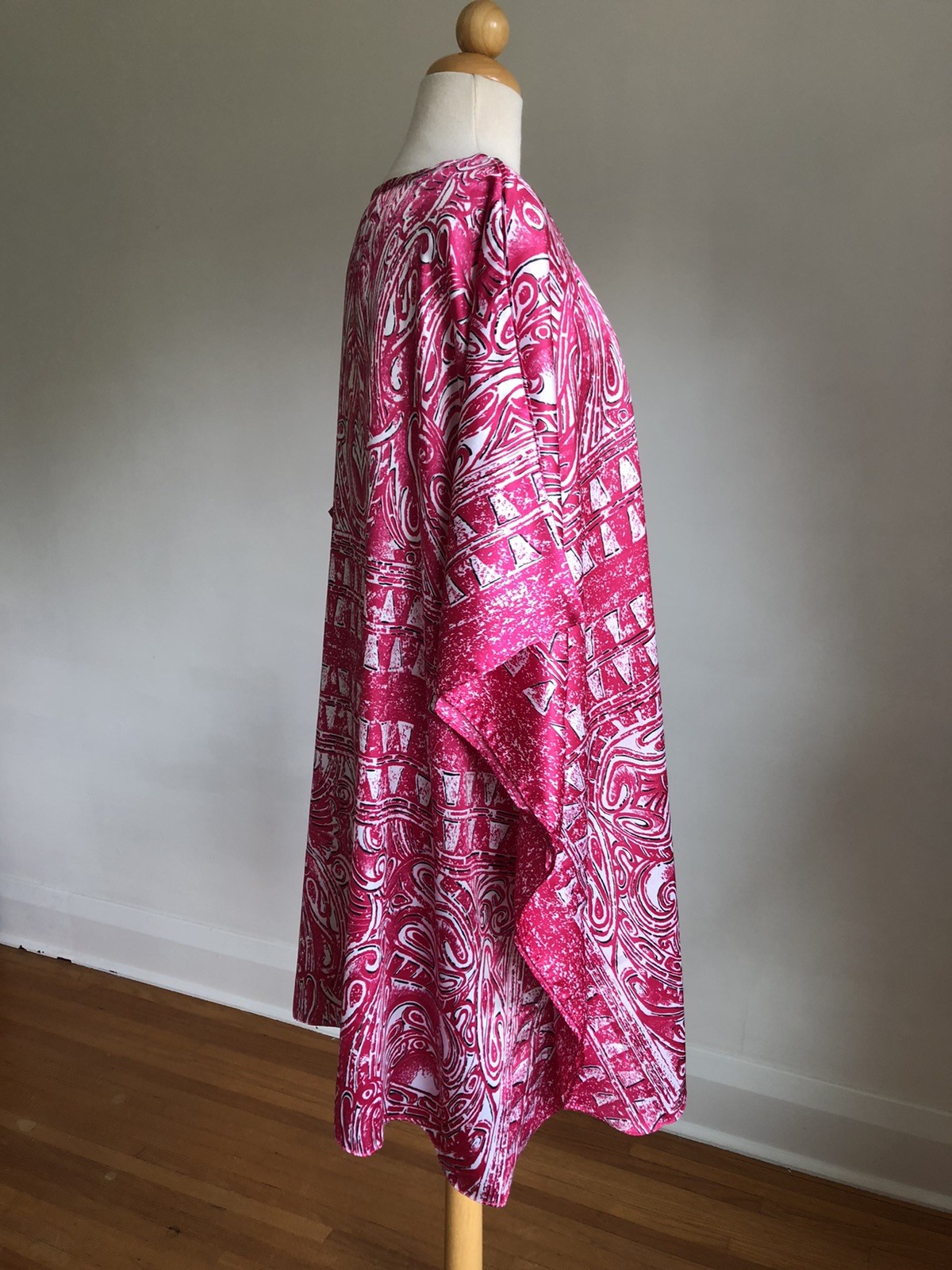 STUNNING VTG COLLECTIONS ETC Pink Satin Caftan Dress Loungewear MuuMuu SZ O/S