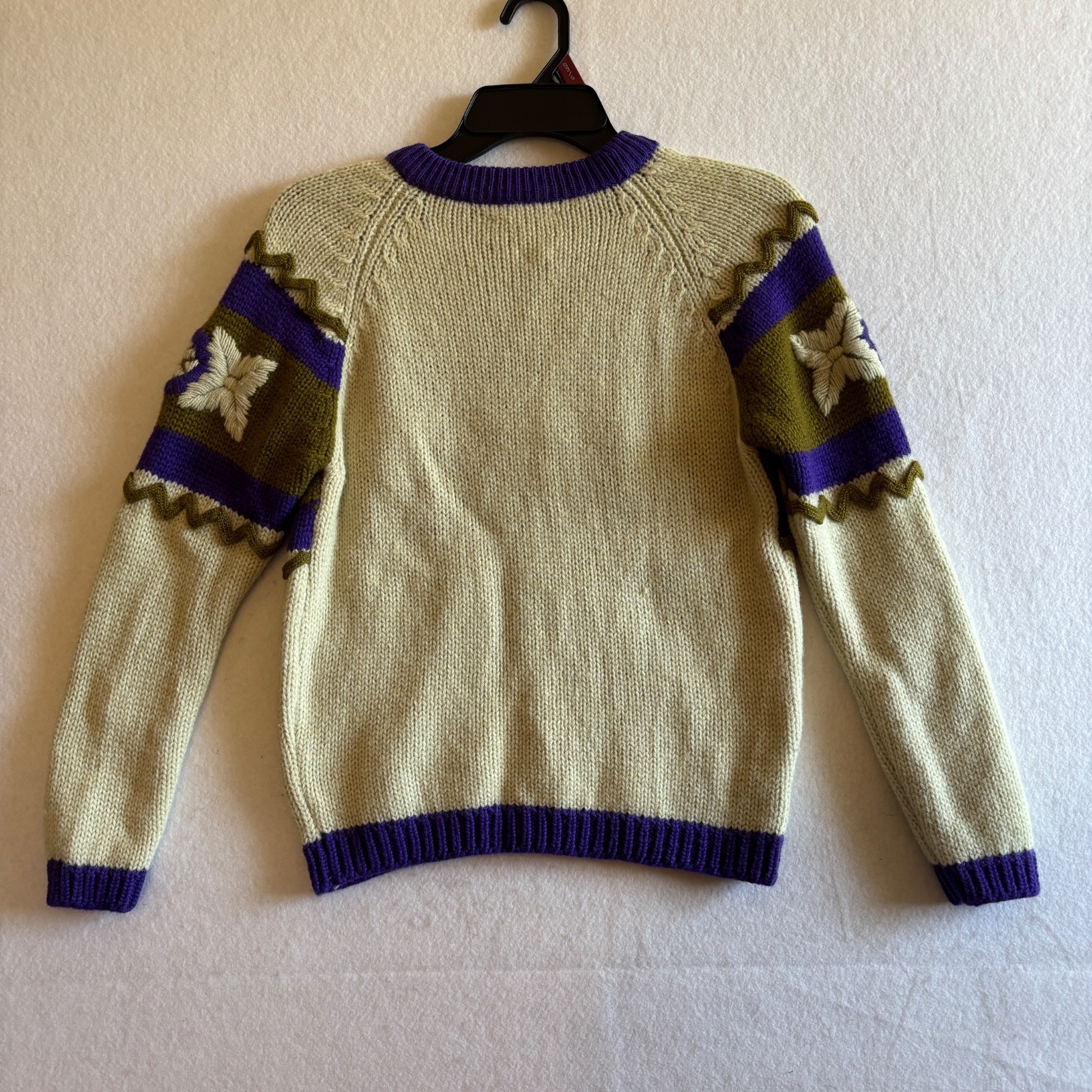 Vintage Tami Women’s 100% Wool Long Sleeve Pullover Sweater Purple/Green Size 38