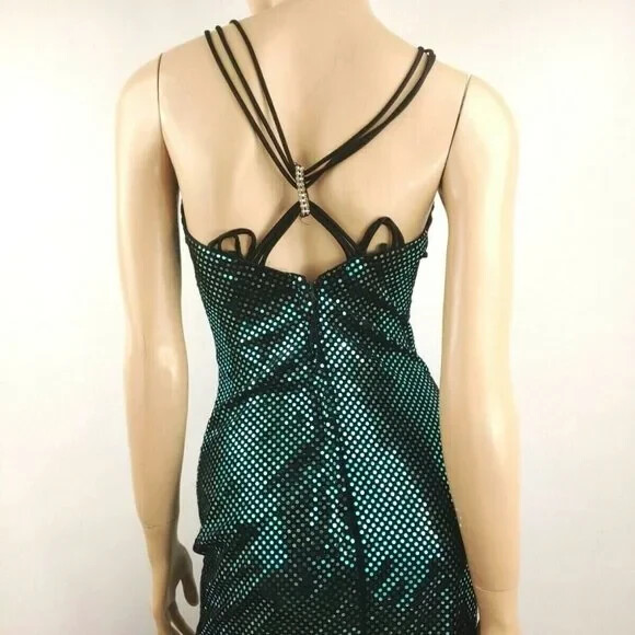 Vintage 90’s LA Glo Black Beaded Velour Formal Prom Dress Size 3/4