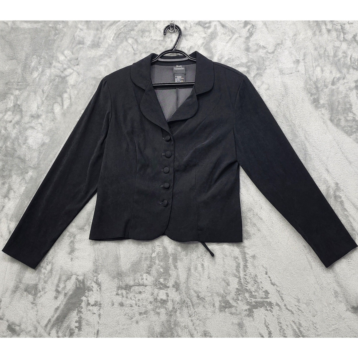 Vintage Brett Alixander Jacket Womens 12 Black Stretch Sueded Polyester Lined