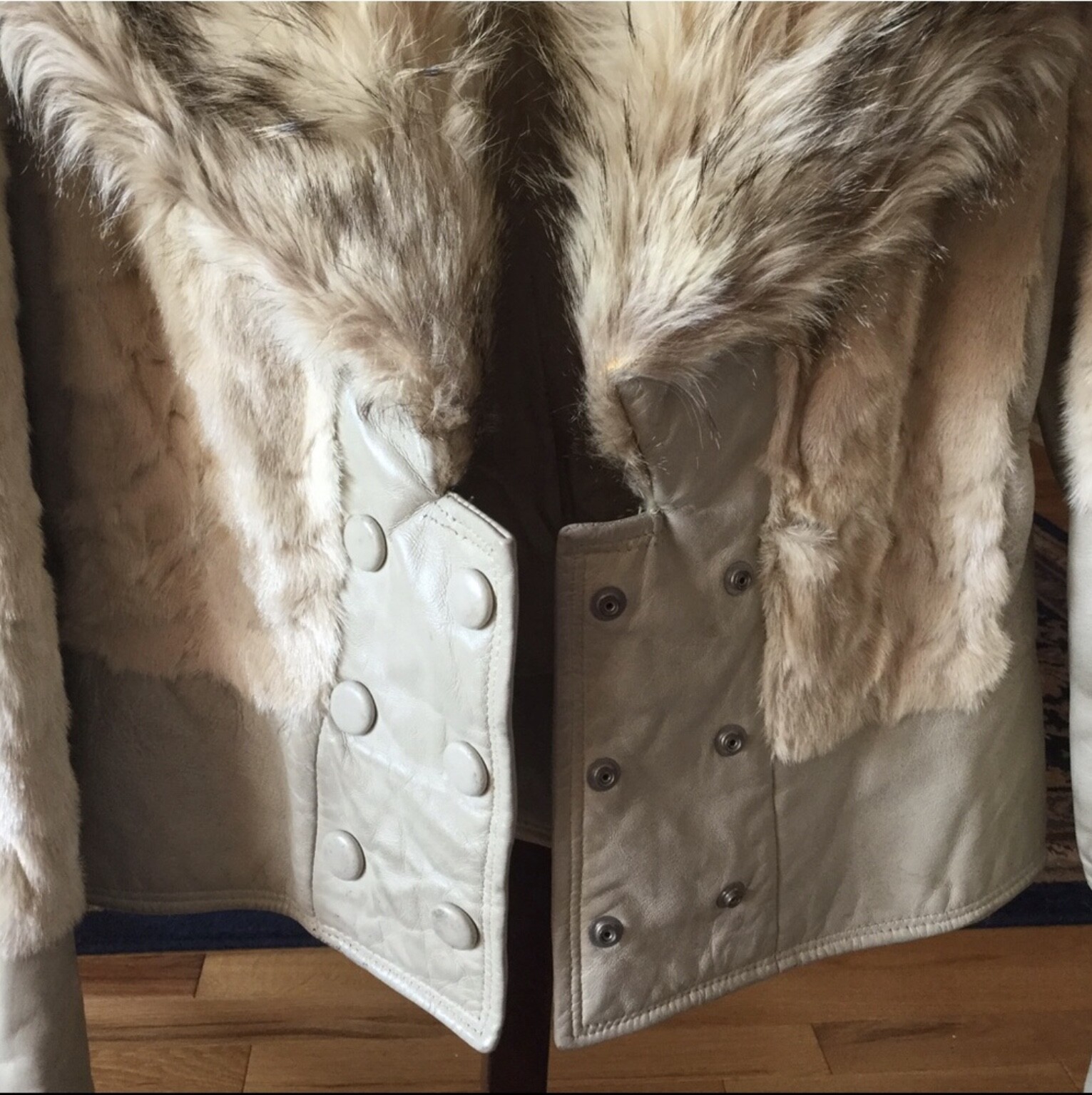 Vintage Mink Fur Leather Biker Jacket S/M