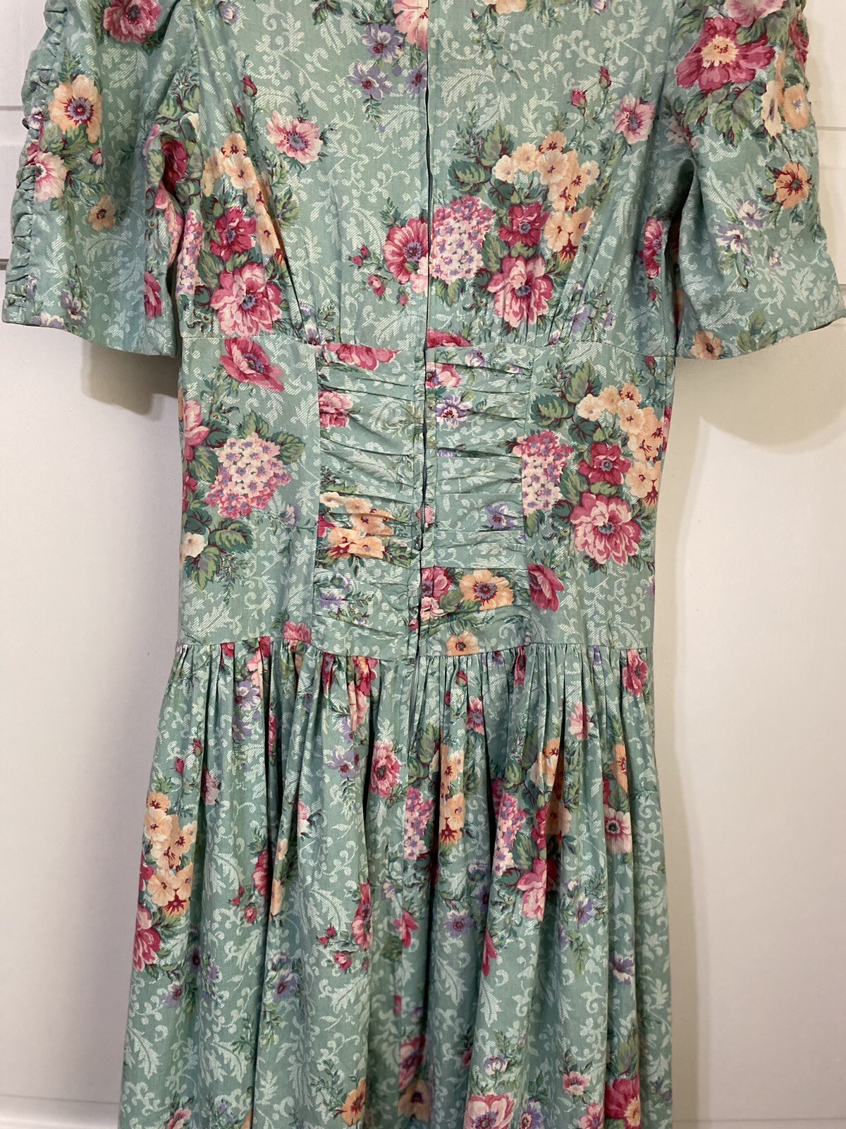 Vtg 90s Misty Lane Pastel Green Rose Garden Party Dress Cottagecore Size 5/6