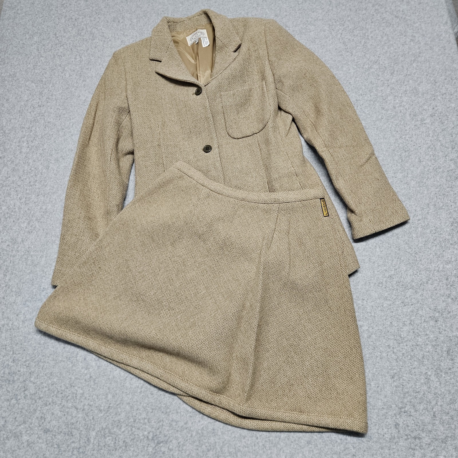 Vintage Georgio Armani Tweed Blazer 6/Skirt 10 Set Womens 100% Wool