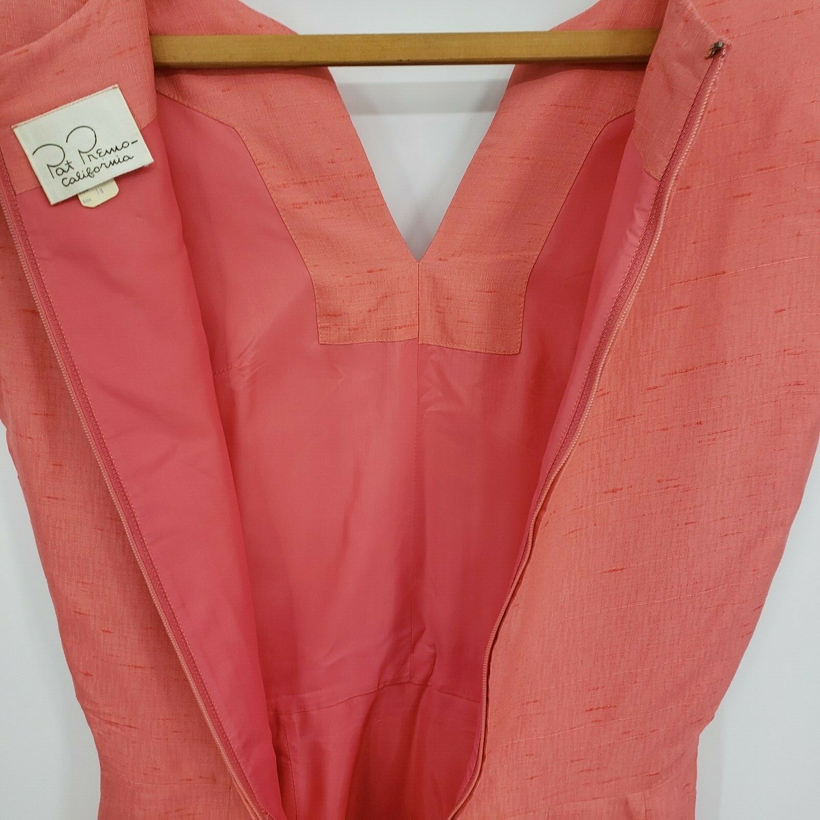 Vintage Pat Premo Raw Silk Dress Womens 14 Salmon Peach Sleeveless