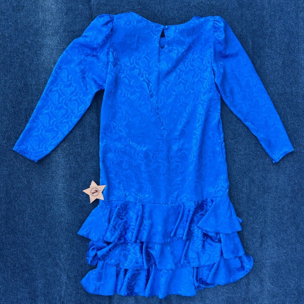 80s Alison Peters drop waist ruffled dress