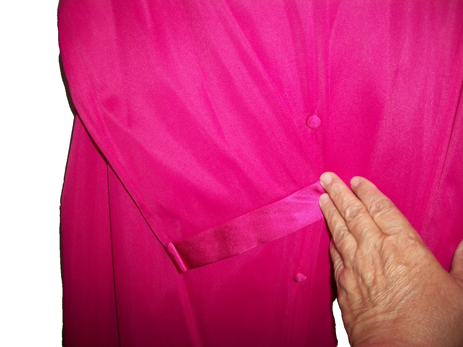 Vintage Vanity Fair MAGENTA PINK Robe Nightgown Set M USA SILKY NYLON RETRO 70’s