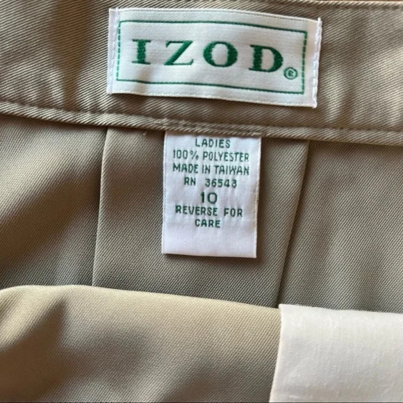 NWT IZOD Vintage Taupe Olive Green Seashells Wrap Skirt with 2 Pockets S 10