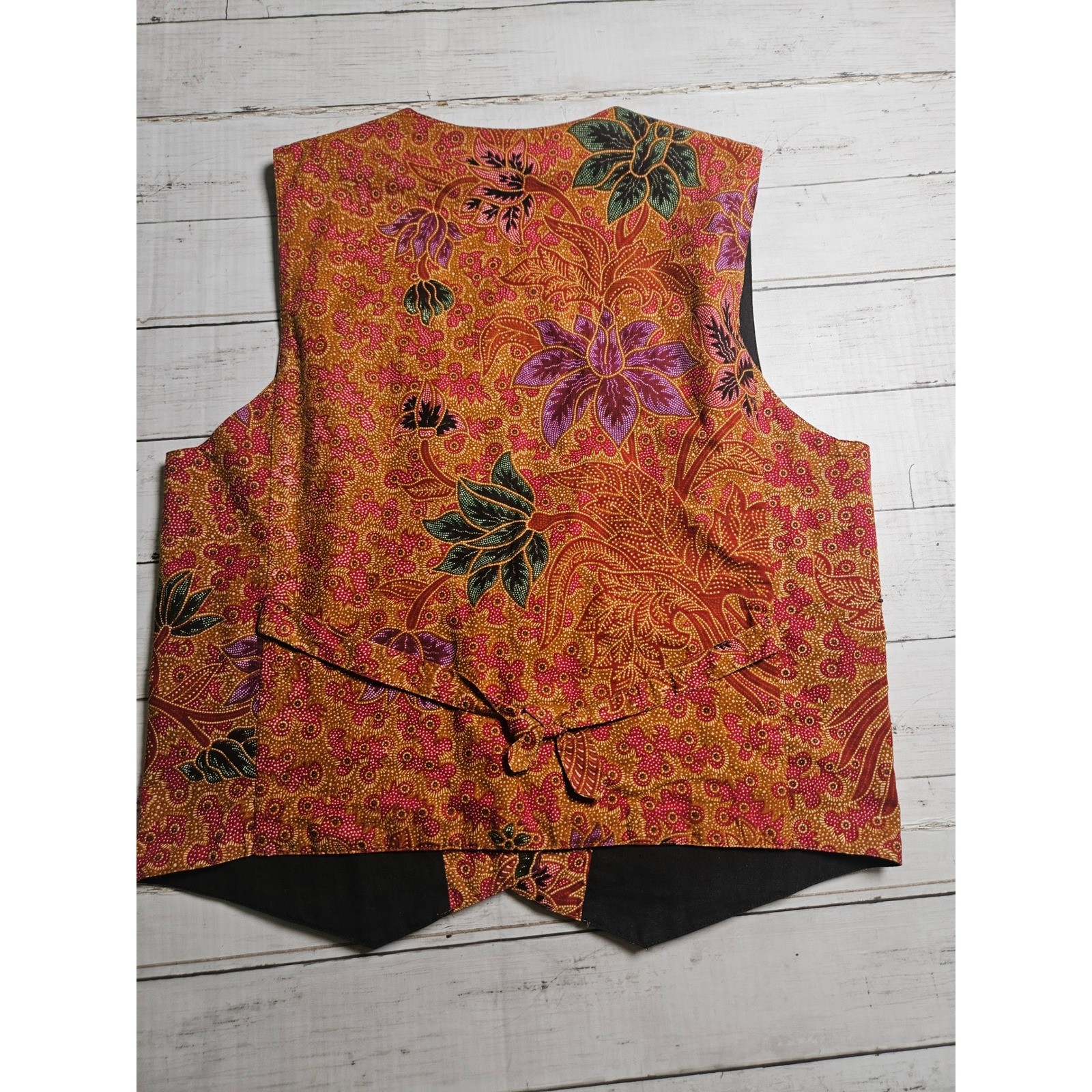 Vintage Theo Beaded Embroidered Floral Vest Boho Cottagecore Size M 90s