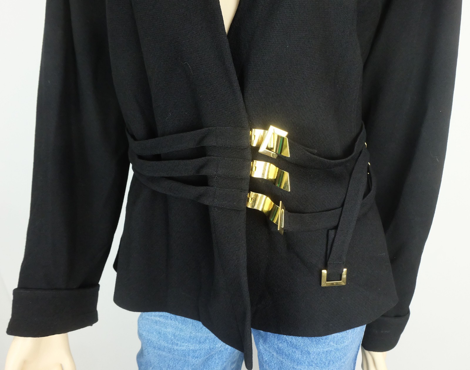 extravagant jacket roger sakoun paris 80s size M black wool fabric