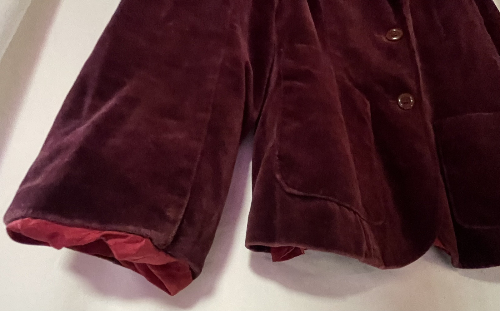 VINTAGE 70’S NORDSTROM GALLERY, DARK PLUM, VELVET 2 BUTTON BLAZER, M, 36″ BUST