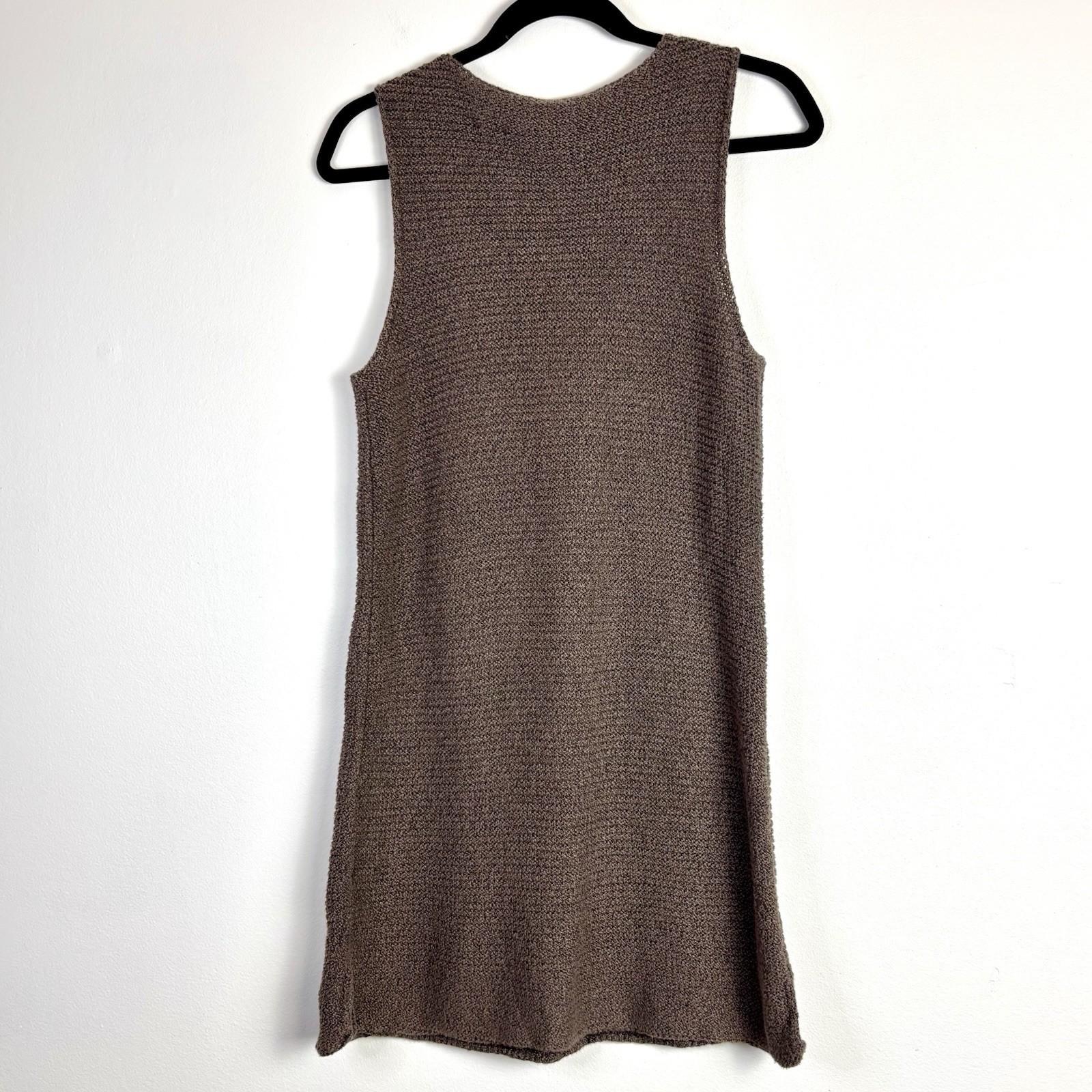 Vtg Rare Knit Dress 90s J Jill Crochet M Brown Sleeveless Shift Ribbed Cotton