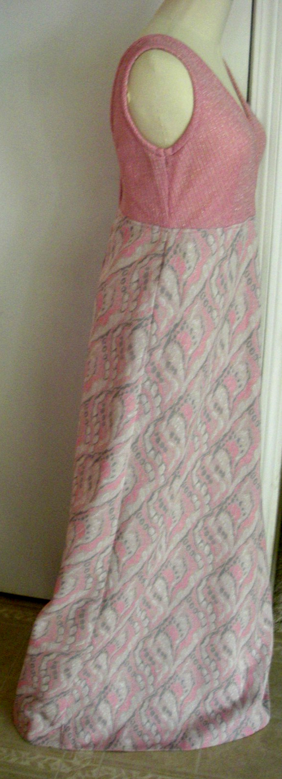 Vintage 60s 70s Mod Hippie Brady Bunch Toni Todd Sleeveless Maxi Dress Sz Small