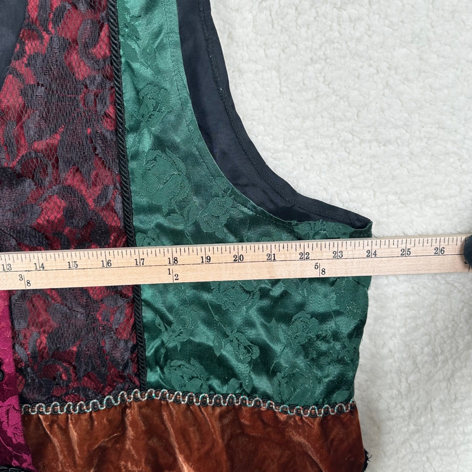 Vtg Adrian Jordan Patchwork Vest Womens 18/20 Velvet Lace Floral Boho Whimsigoth