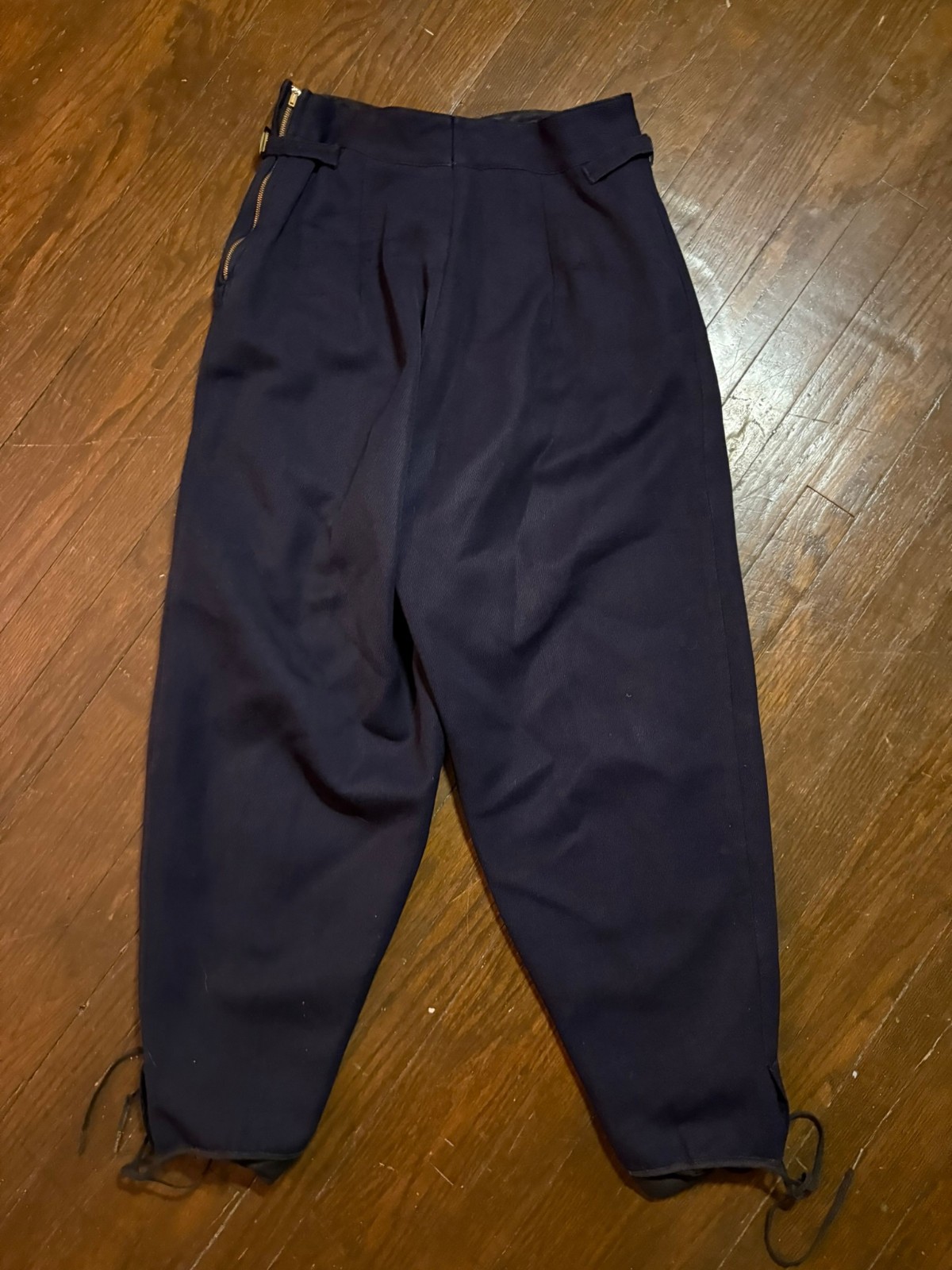 1940s Navy Alpine Ski Suit — Two-Piece Wool Gabardine Buckle Shearling Lined