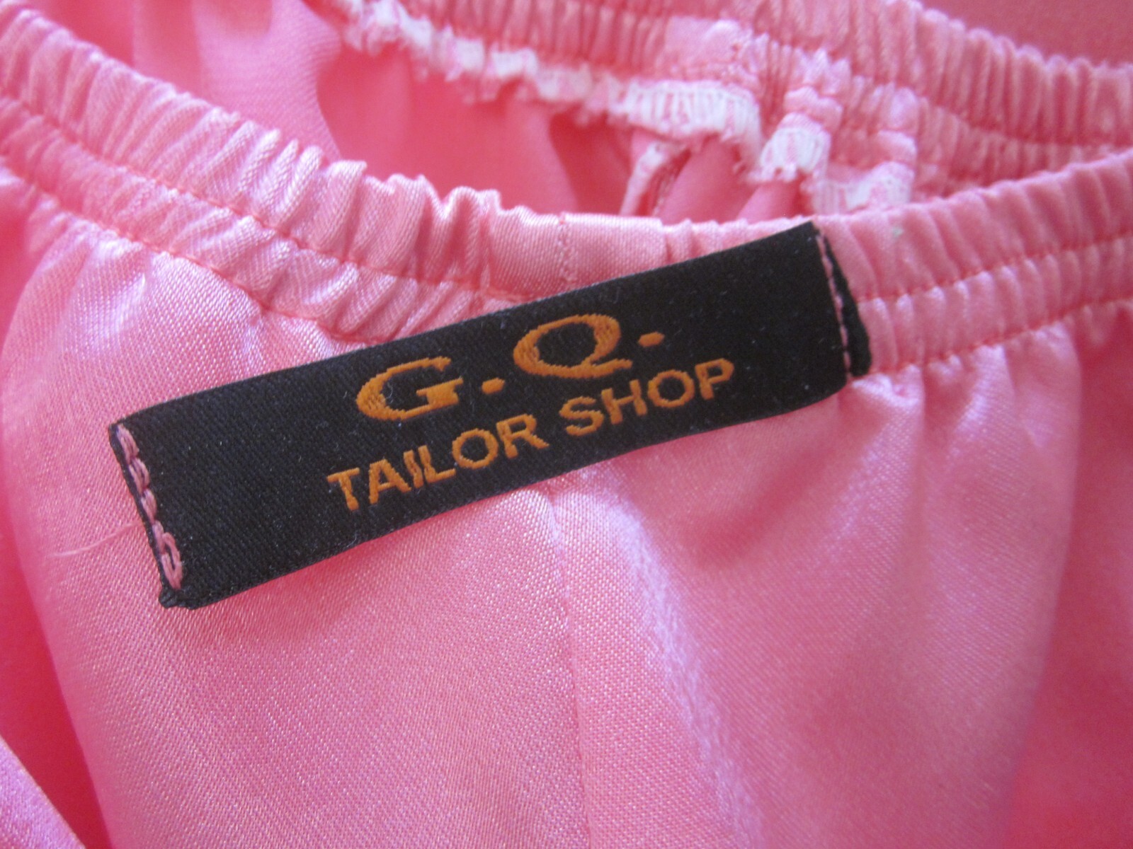 GQ TAILOR SHOP 3 Pc Pink & White Satin Robe Top Shorts Pajama Outfit Sz S
