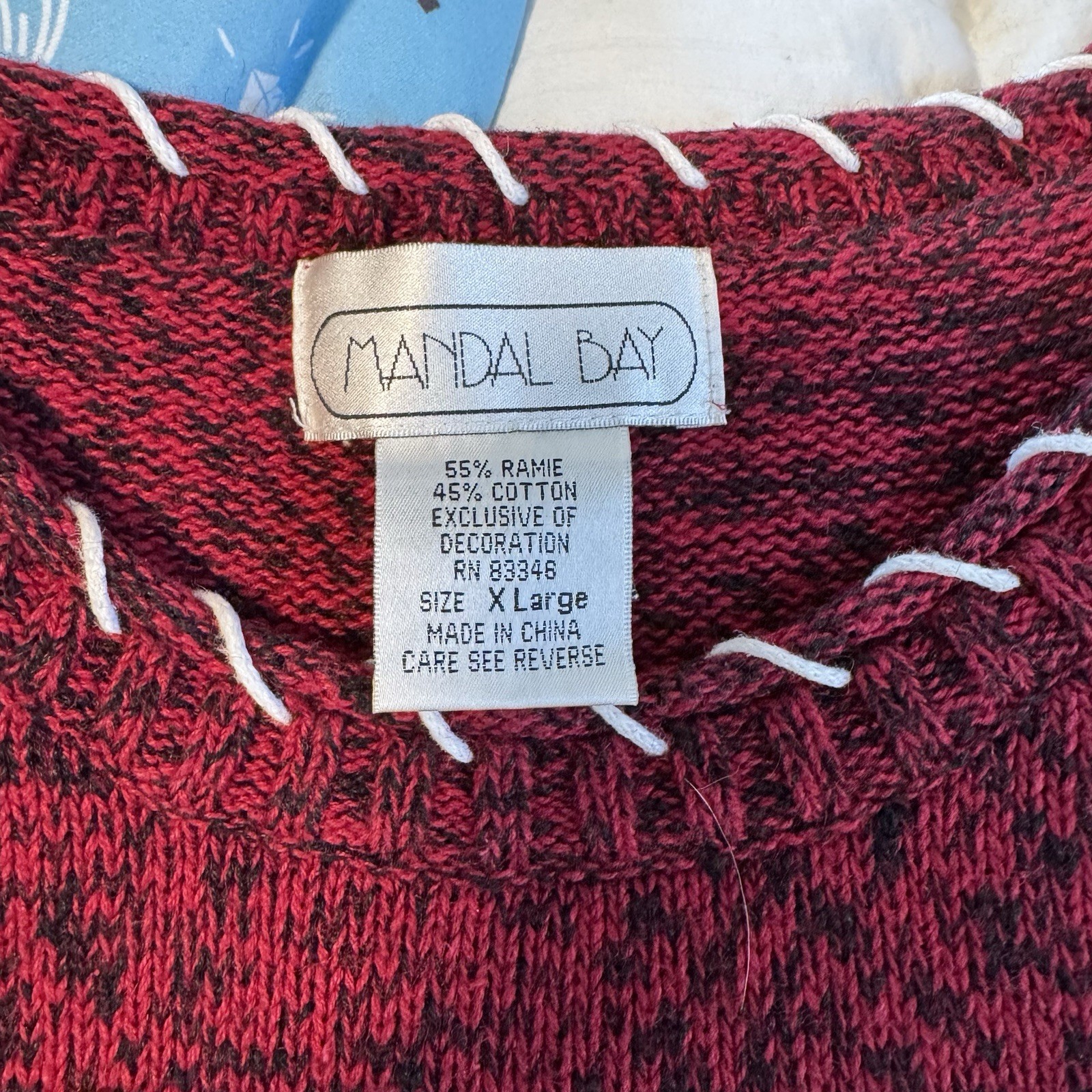 Mandal Bay Ugly Christmas Sweater Tacky party knit top snowman VTG beaded XL