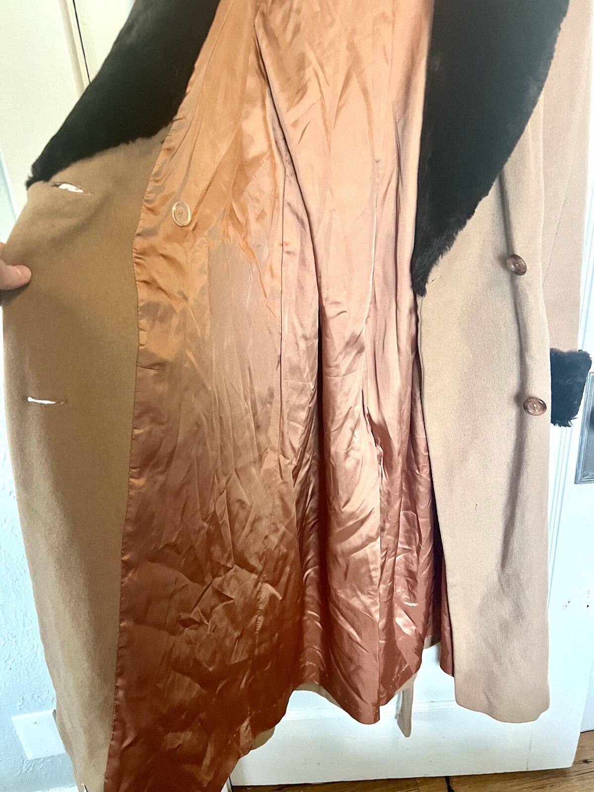 Vintage Size 4 Andrea Women’s Wool And Fur Trim Coat