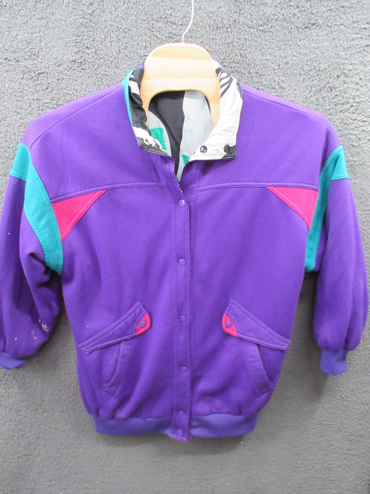 Vintage ABSTRACT DonnyBrook Faces Reversible Jacket OSFM One Sz – POOR CONDITION