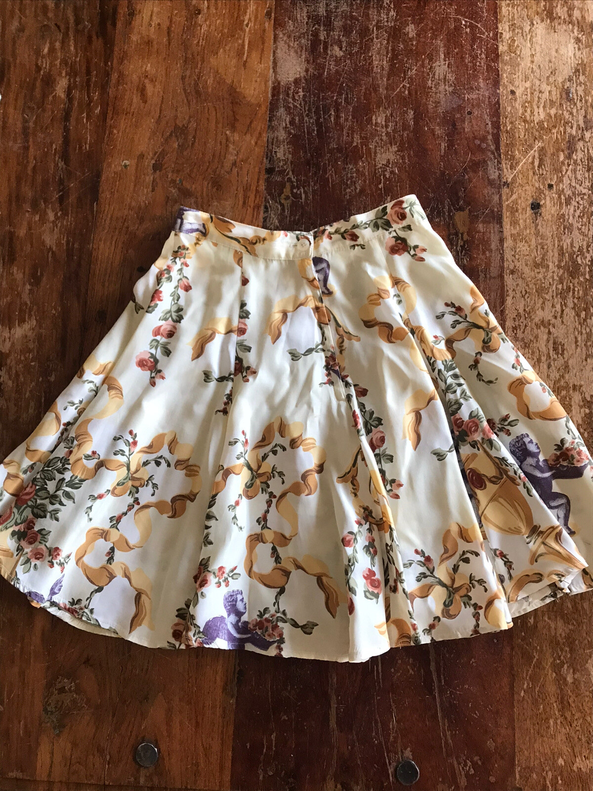 VTG 90s cupid skirt rare fabric unusual tennis style high waisted rayon skirt