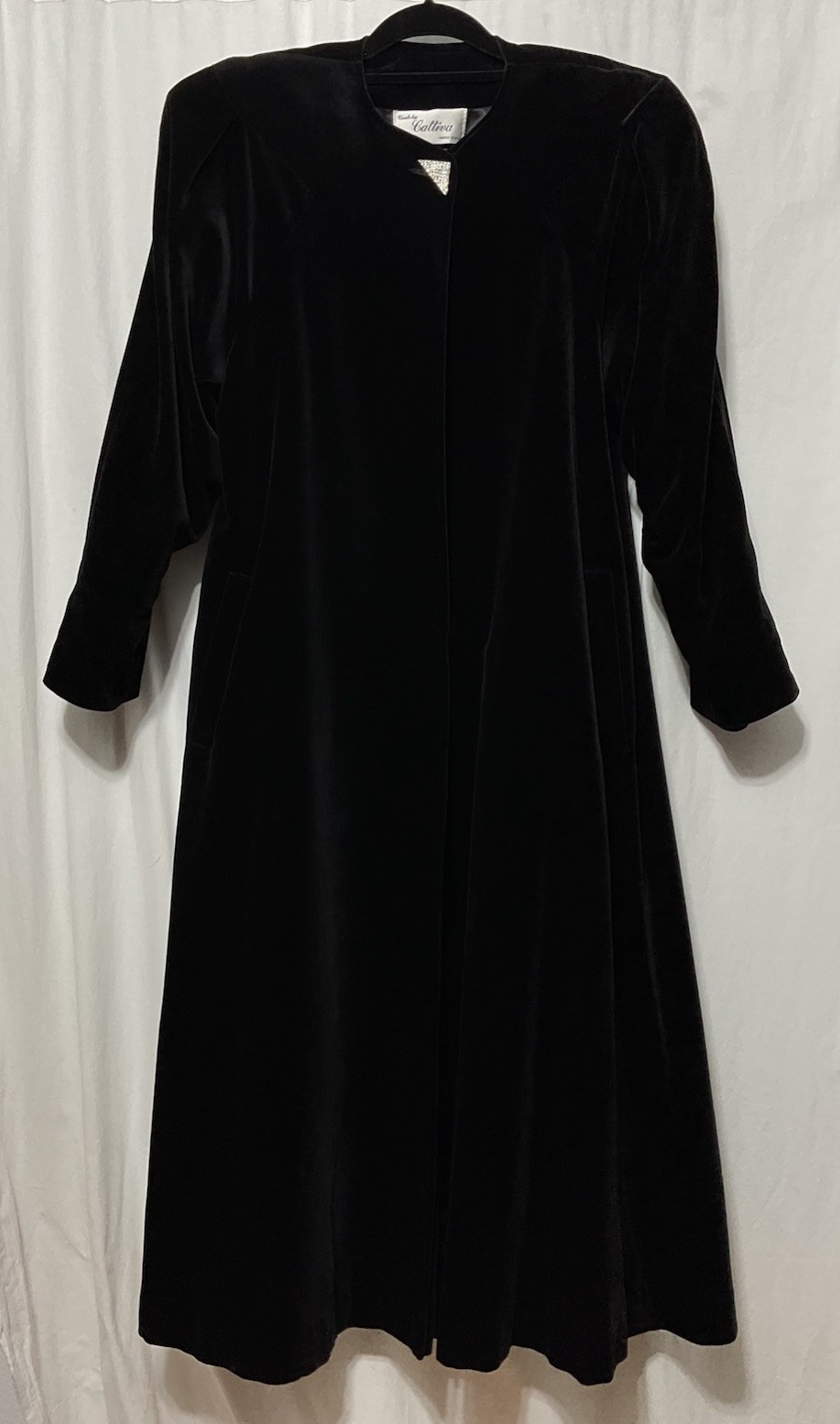 Vintage Cattiva JL DeBall Black Velvet Opera Glamour Goth Long Coat Medium EUC