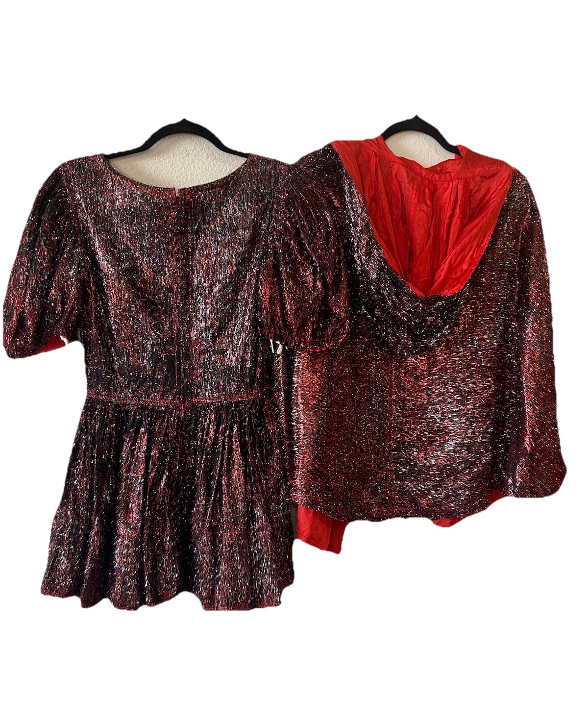 Vintage Williams Costume Metallic Mini Dress Cape Set XS/S Showgirl Burlesque