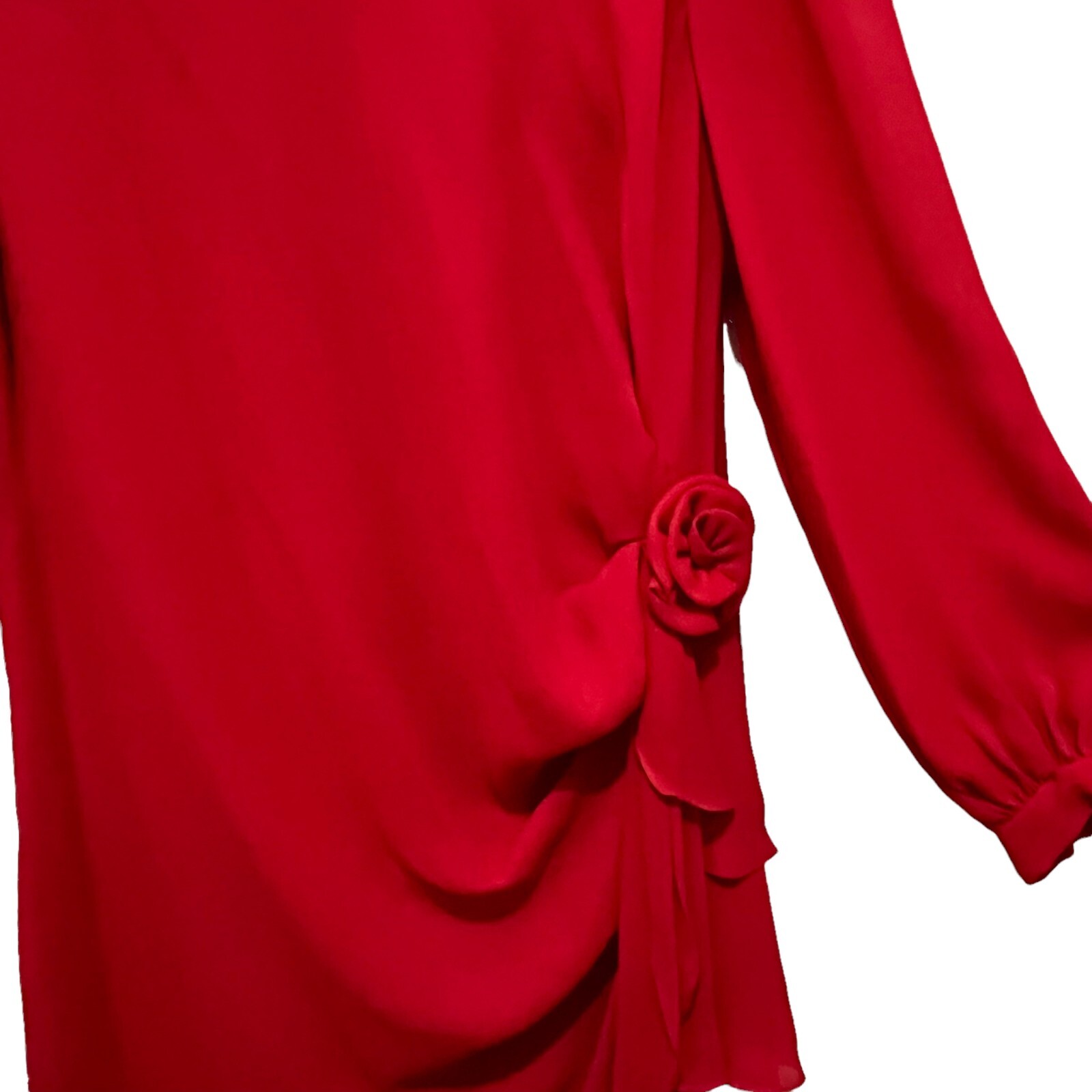 80s Cocktail Dress Womens Size 16 Vintage Original Red Sheer Layered Evening