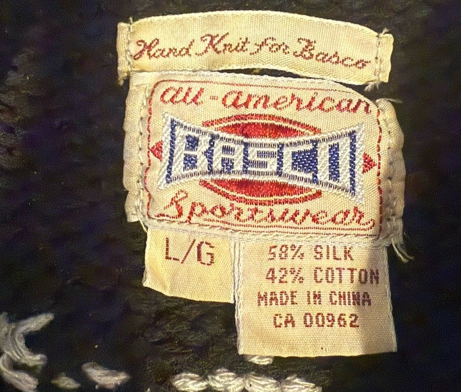 BASCO VINTAGE HAND KNIT SWEATER PULL OVER 58% SILK 42% COTTON BROWN TONES Large