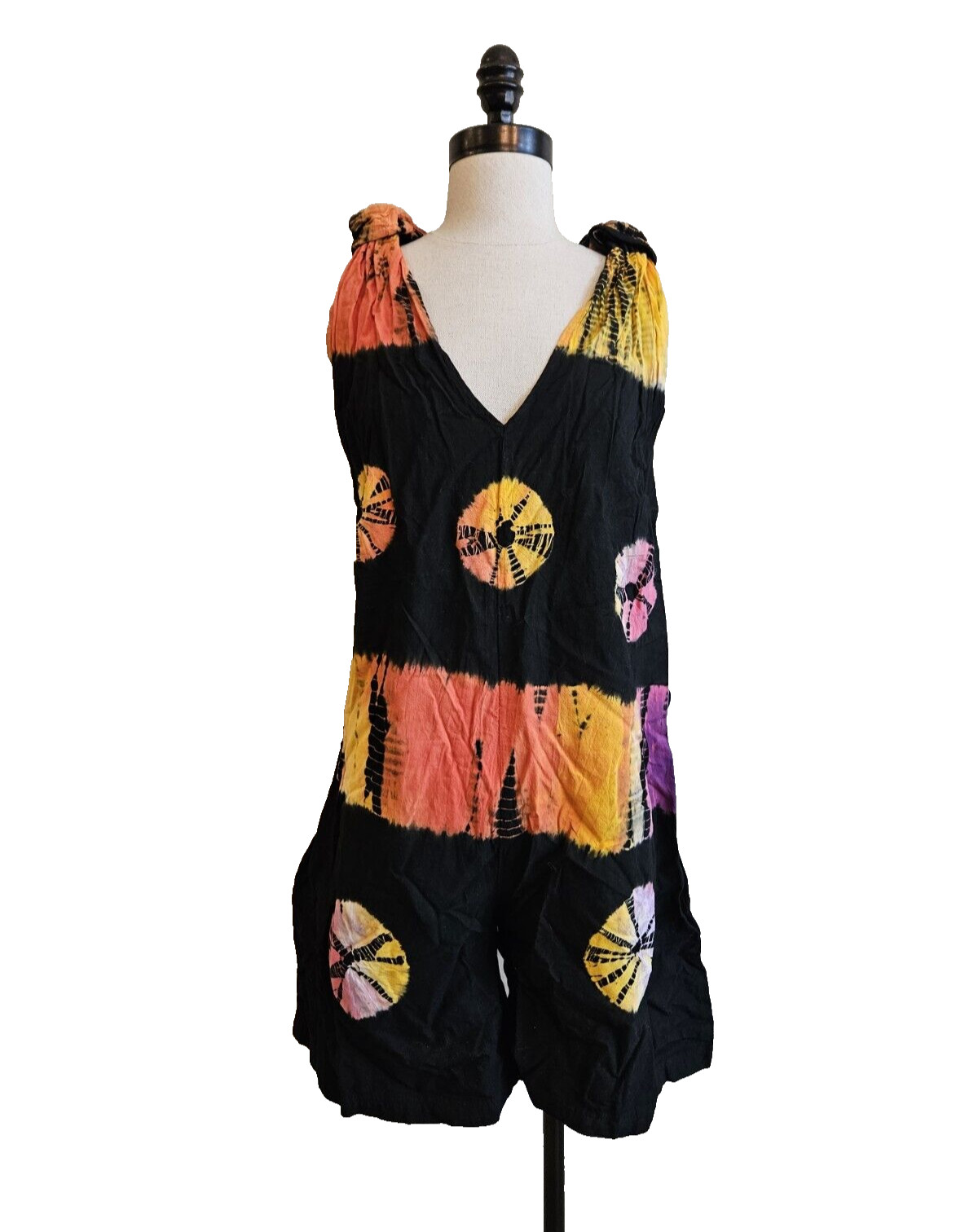 Vtg Tie Dye Racer Back Shorts Jumpsuit Great Gear Clothing Co Deadstock S (C1)